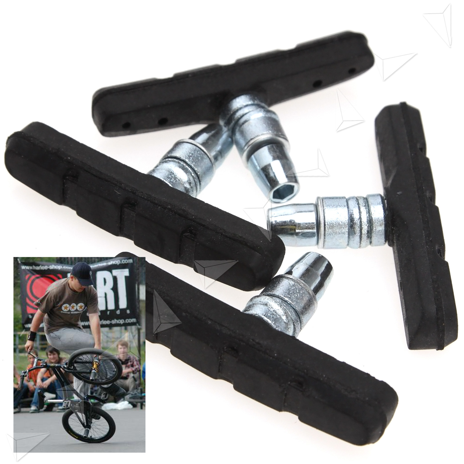 4 x Bicycle MTB V Bike Brake Blocks Pads Compatible With SRAM SHIMANO