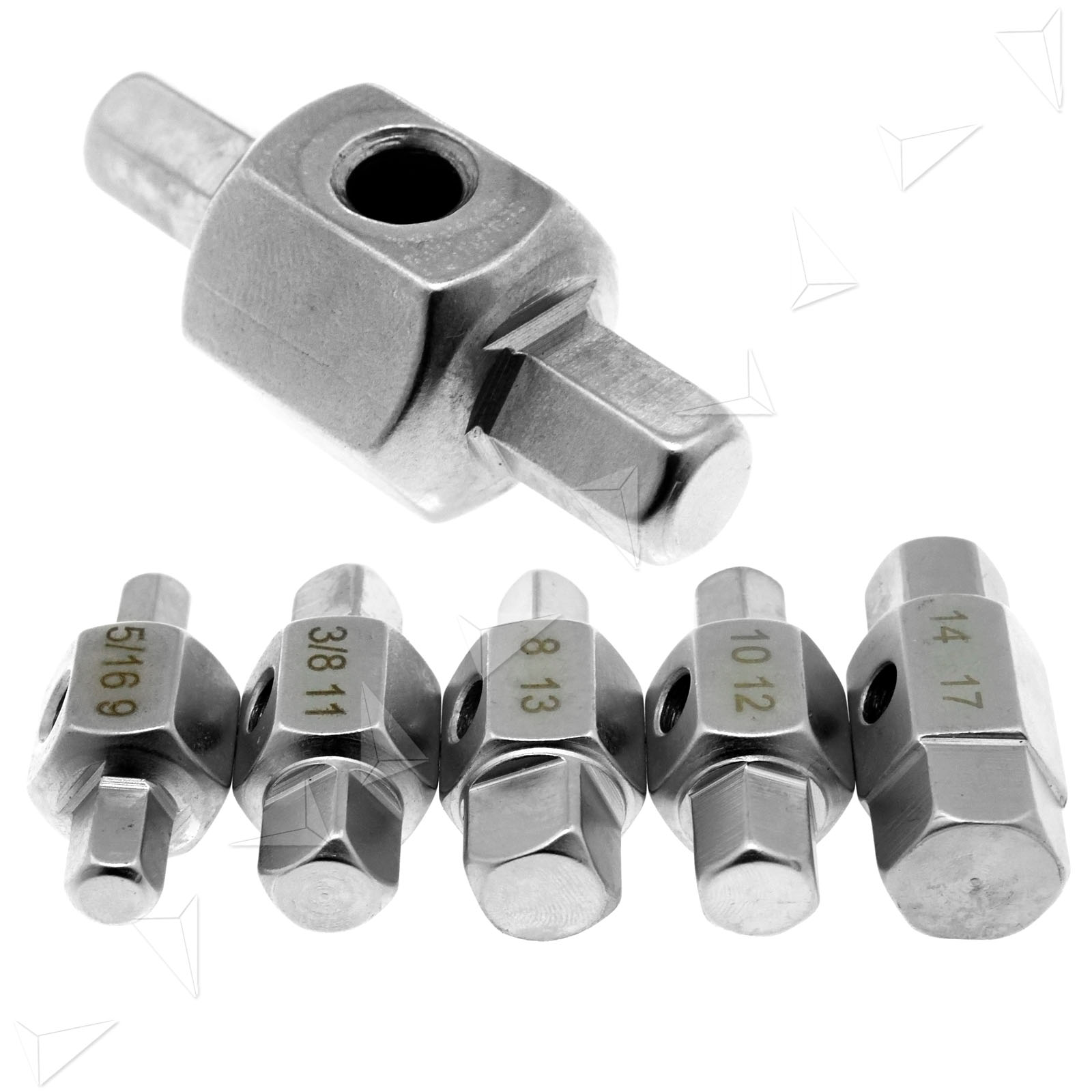 5Pcs Oil Sump Series Socket Kit Drain Plug Hex Square Car Repair Tool