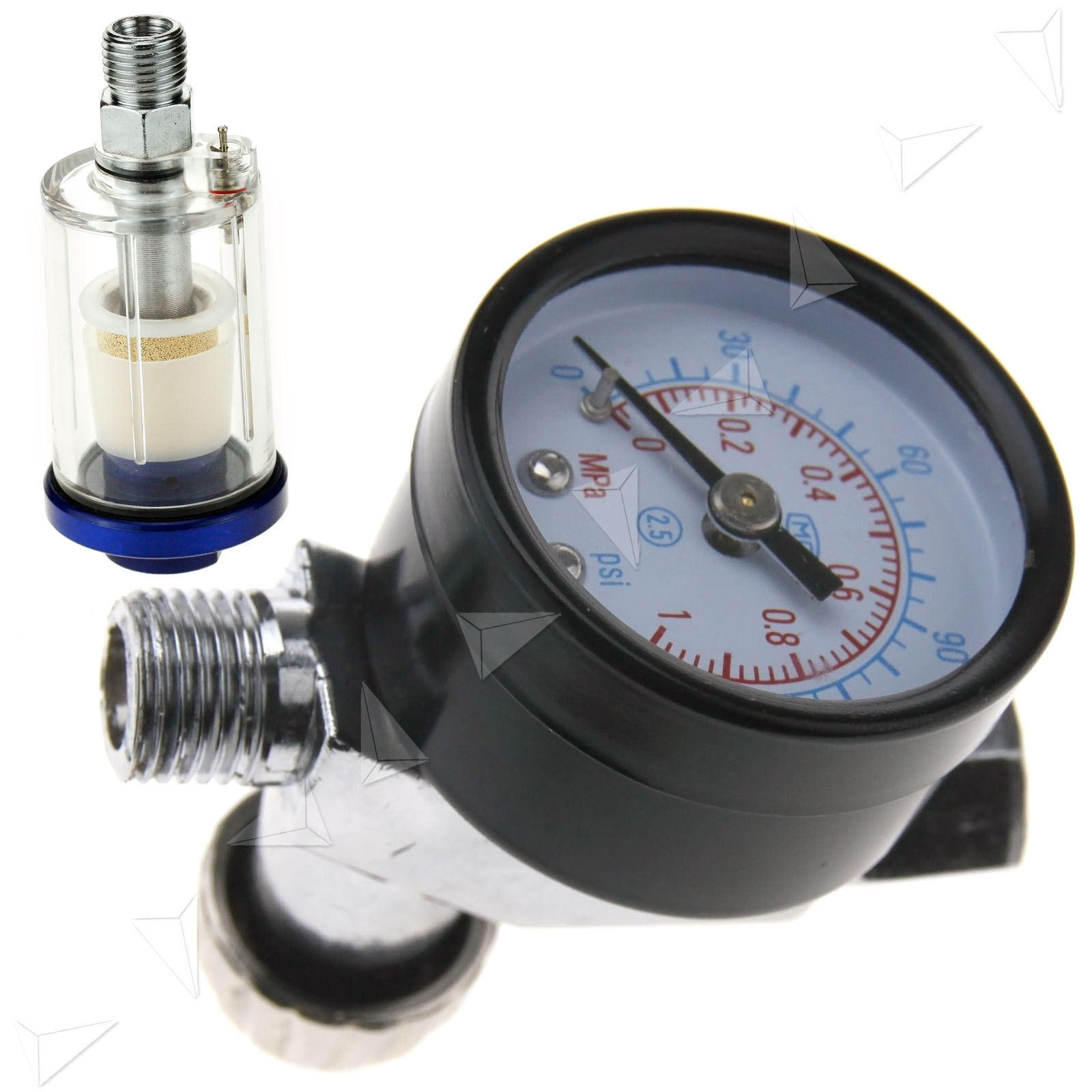 Spray Gun Air Regulator Gauge & Inline Water Trap Filter Tool Kit