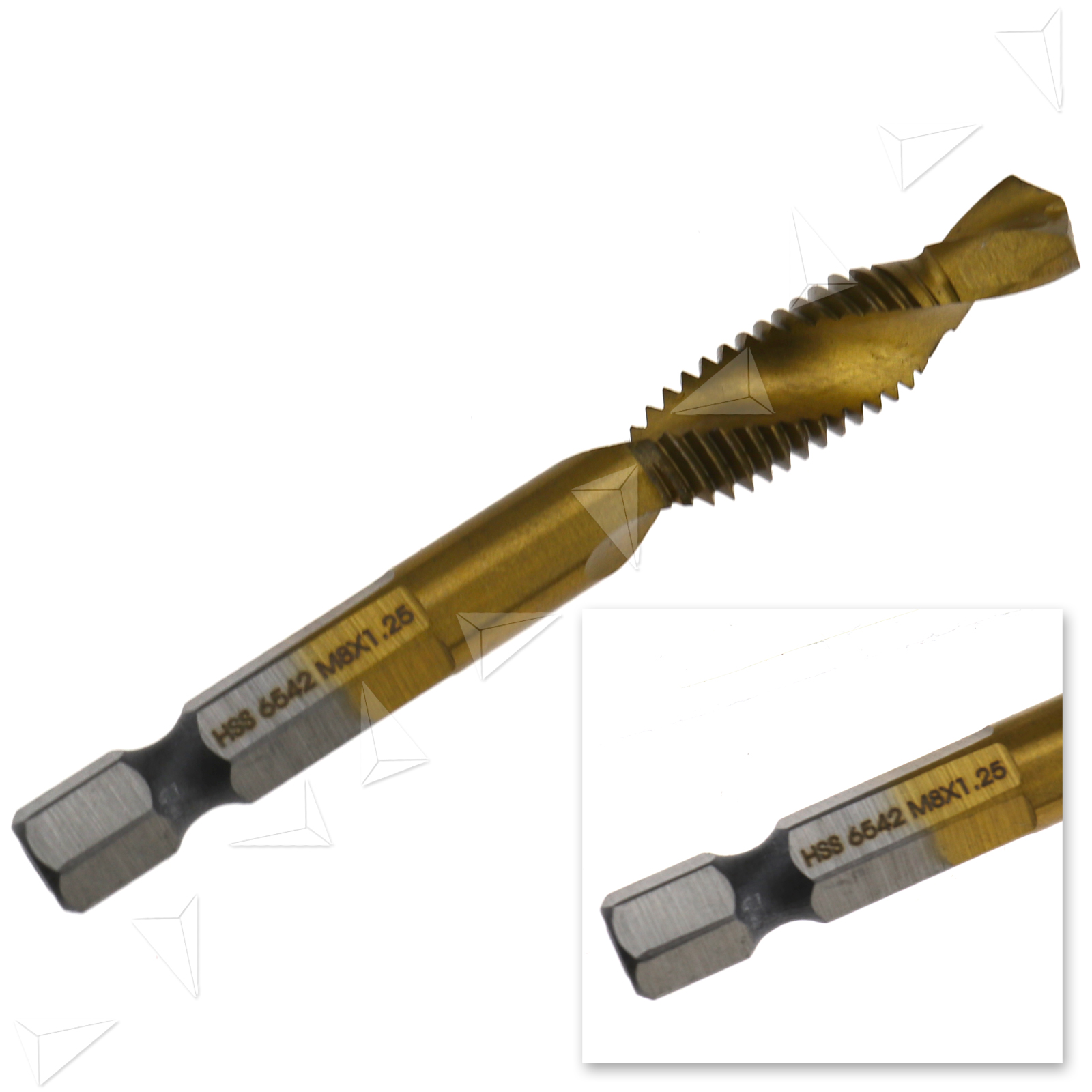 1/4'' Hex Shank M8 HSS Drill Tap Countersink Set Metric Combination