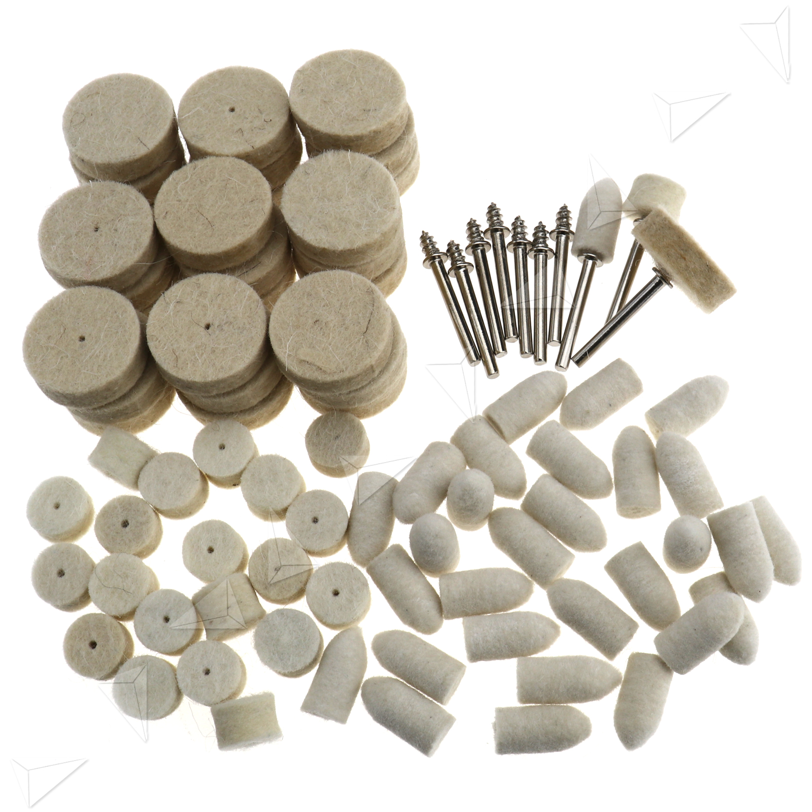 Set Felt Polishing Pad Buff Clean Wheels + Point Mandrel for Dremel