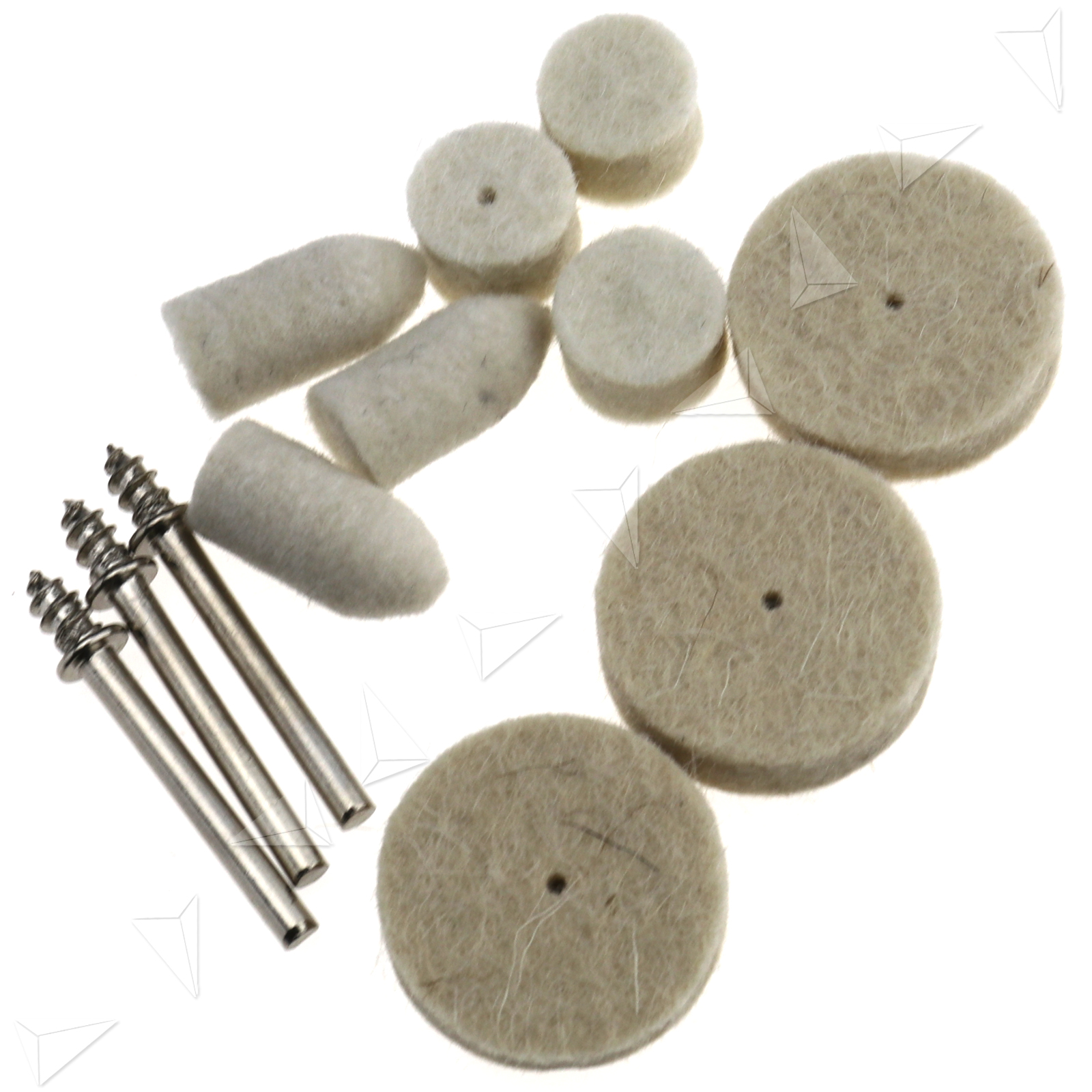 Set Felt Polishing Pad Buff Clean Wheels + Point Mandrel for Dremel