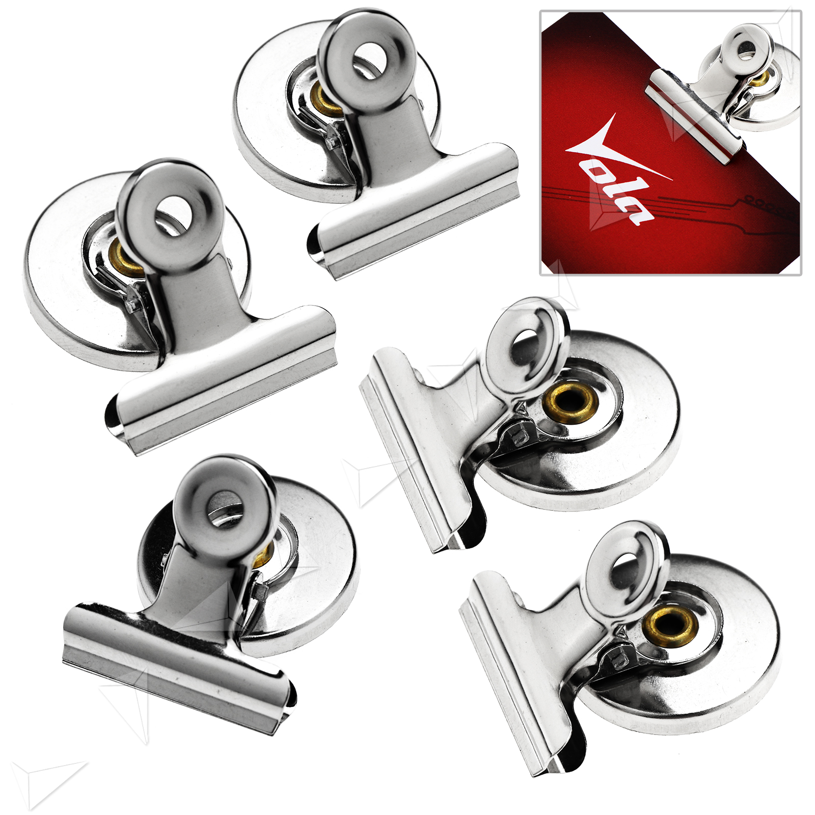 5 X Mini Silver Refrigerator Hook Clips for Photo Displays