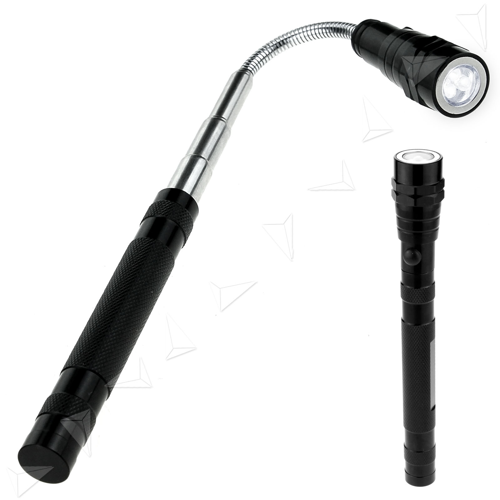 Aluminum 3 LED 360° Flexible Head Magnetic Extendable Torch Flashlight
