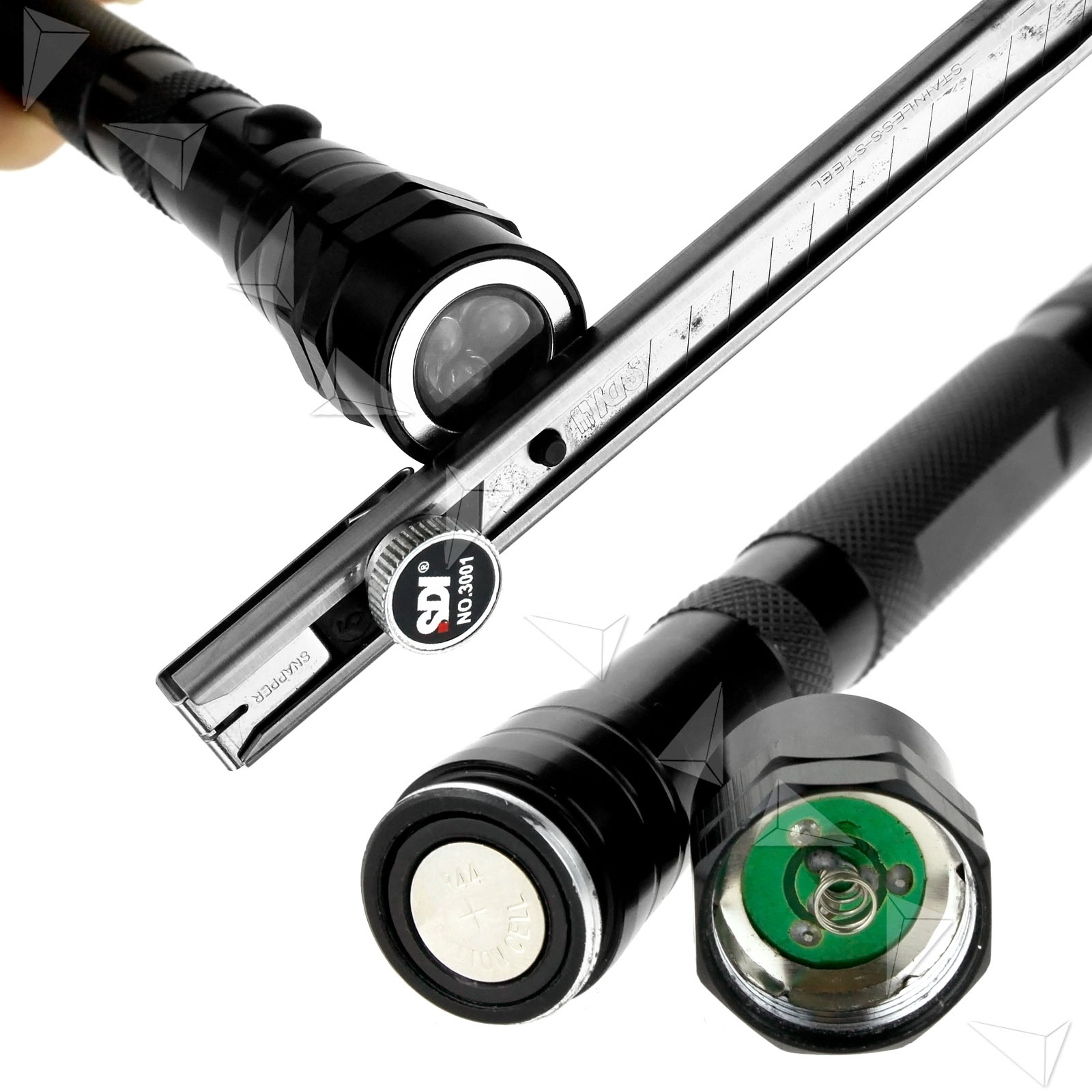 Aluminum 3 LED 360° Flexible Head Extendable Torch Flashlight