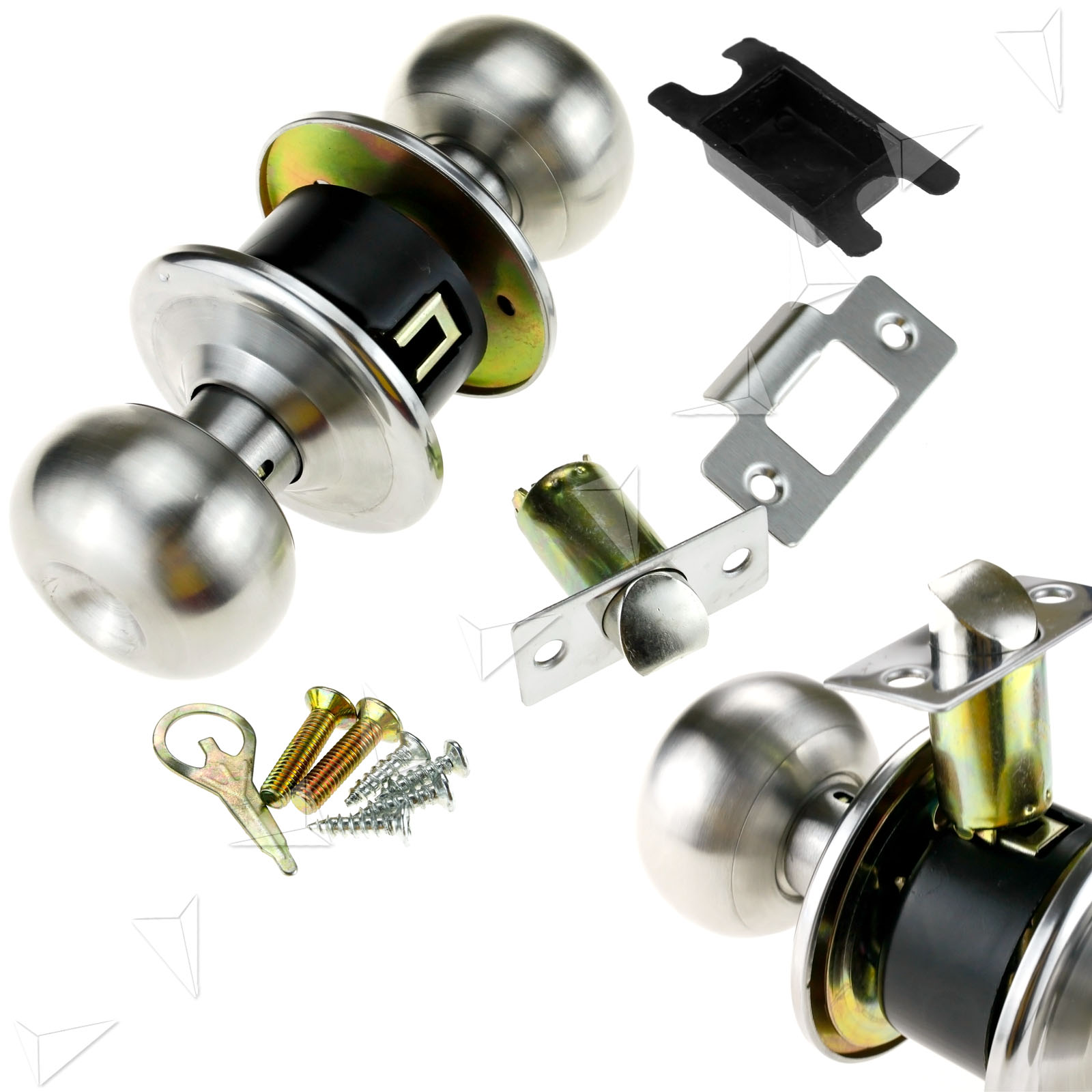 Passage Brushed Satin Nickel Round Handle knobs Door Locks (No Keys) eBay