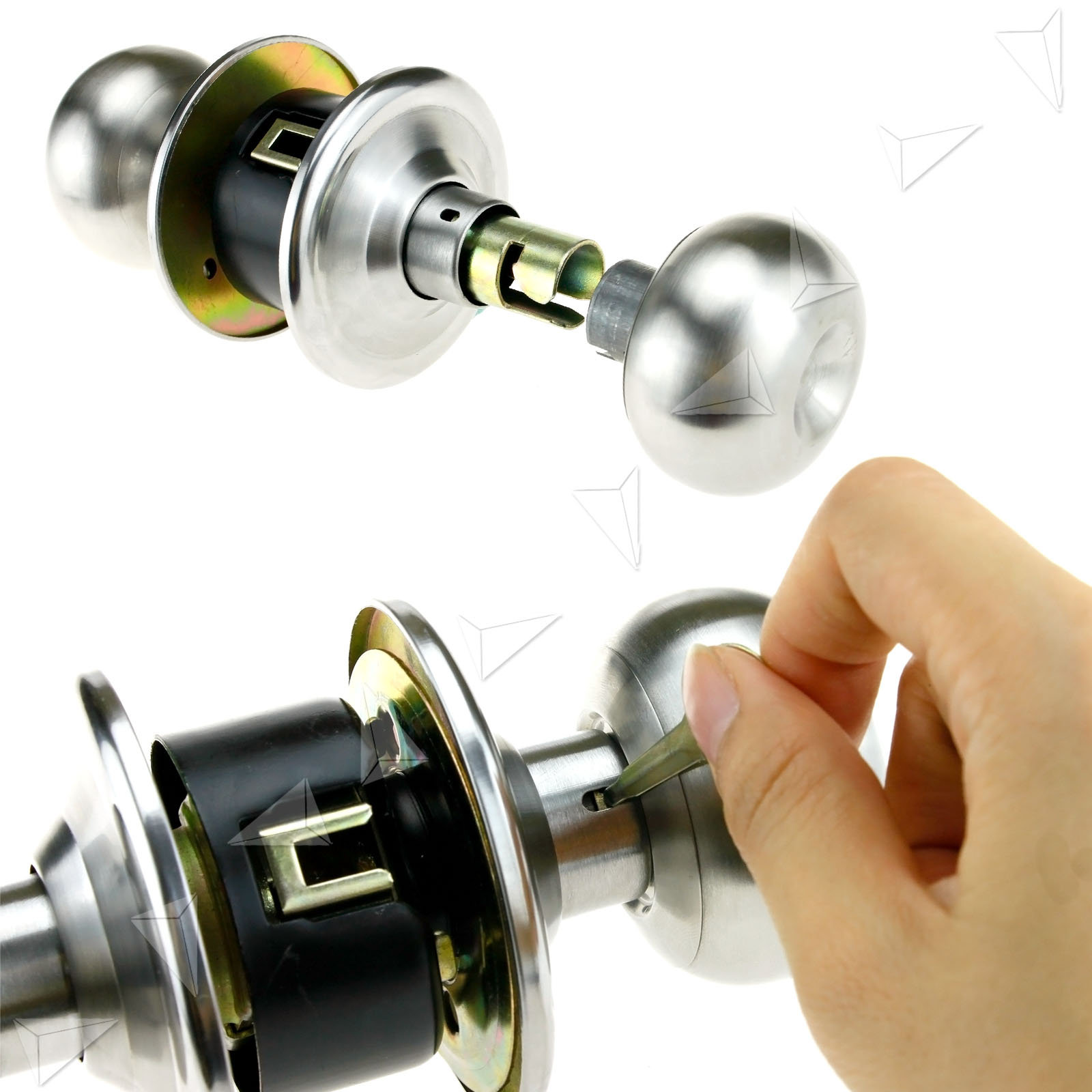 Passage Brushed Satin Nickel Round Handle knobs Door Locks (No Keys) eBay