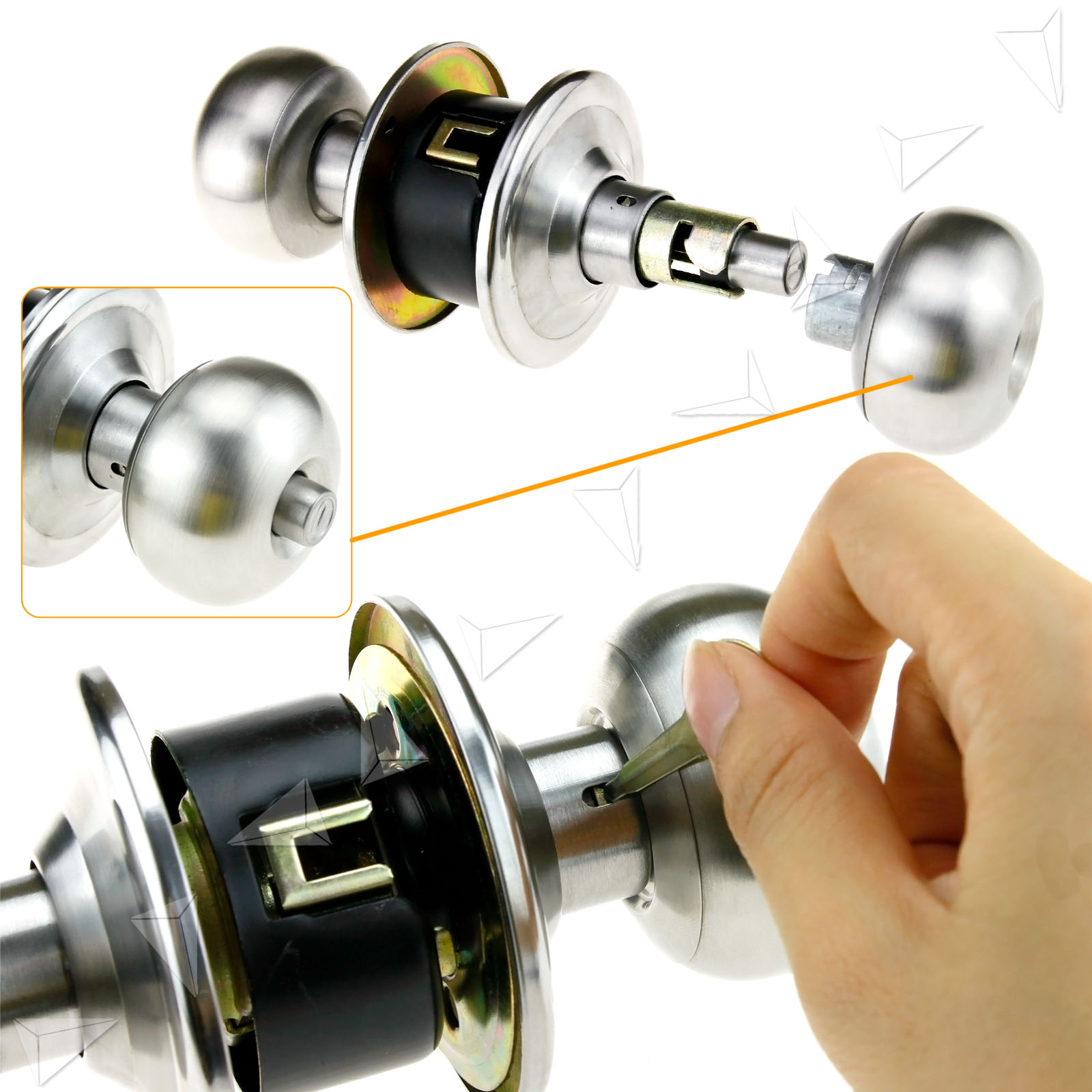 Brushed Satin Nickel Round Handle knobs Door Locks Bathroom Entrance