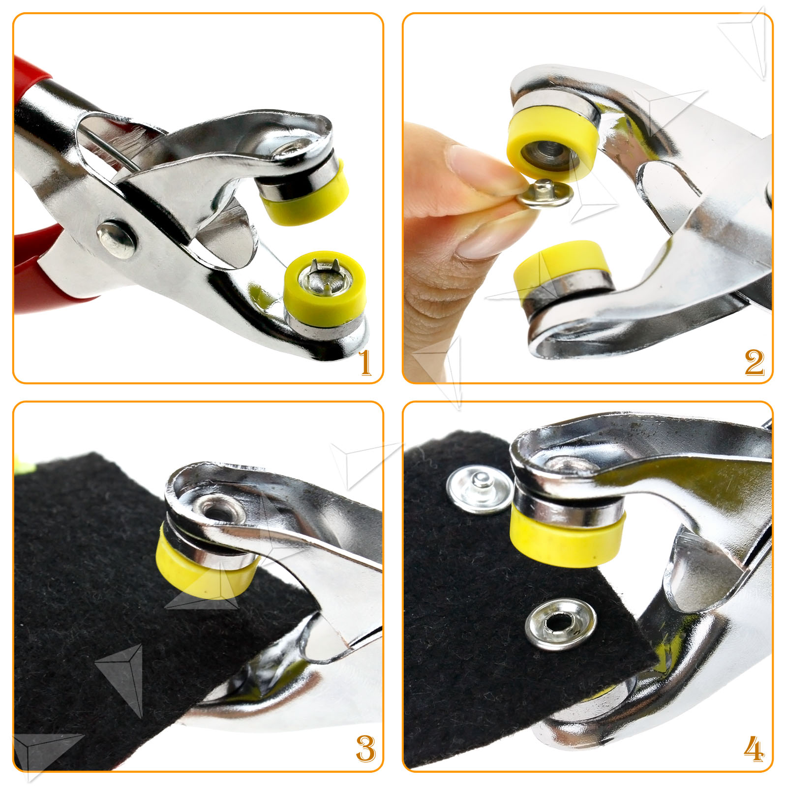 9.5mm Prong Ring Snaps Fasteners Press Studs Snap Attaching Pliers Tool