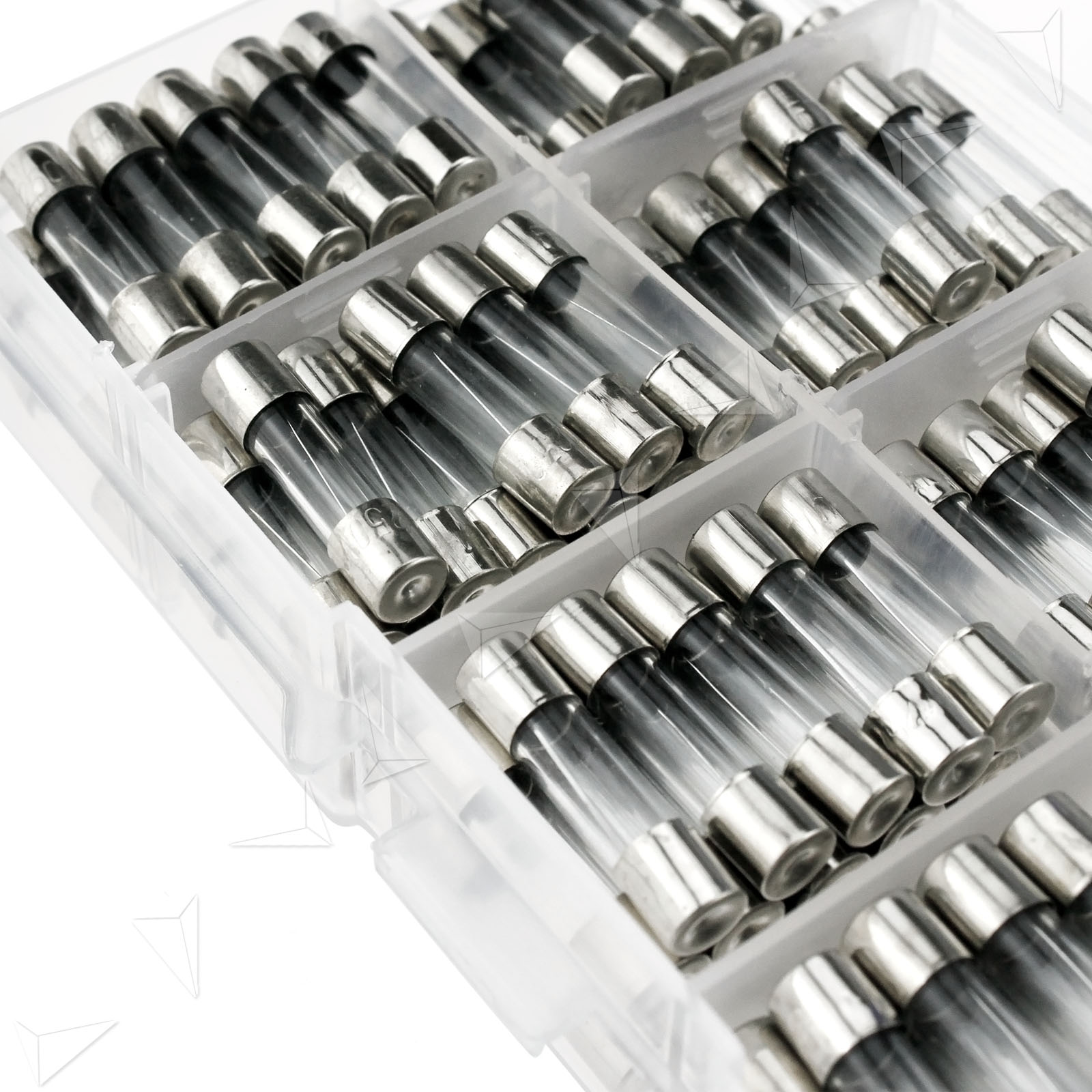 200 Pieces 10 Types Fuse Boxed Assorted 20mm Fast Blow Storage Box 0.5A