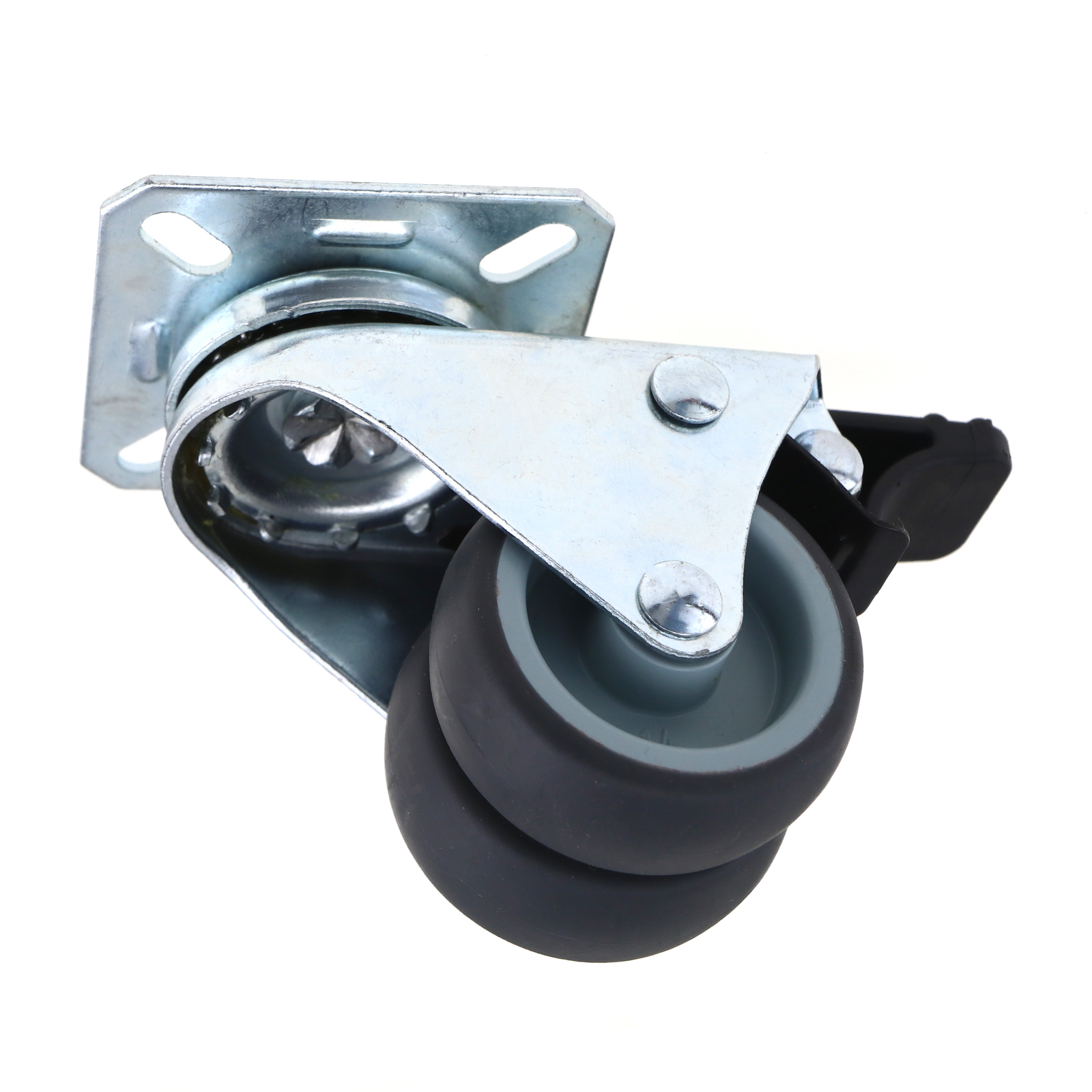 2x 50mm TWIN BRAKE CASTORS HEAVY DUTY HOLDS 200Kg Double 2" Swivel