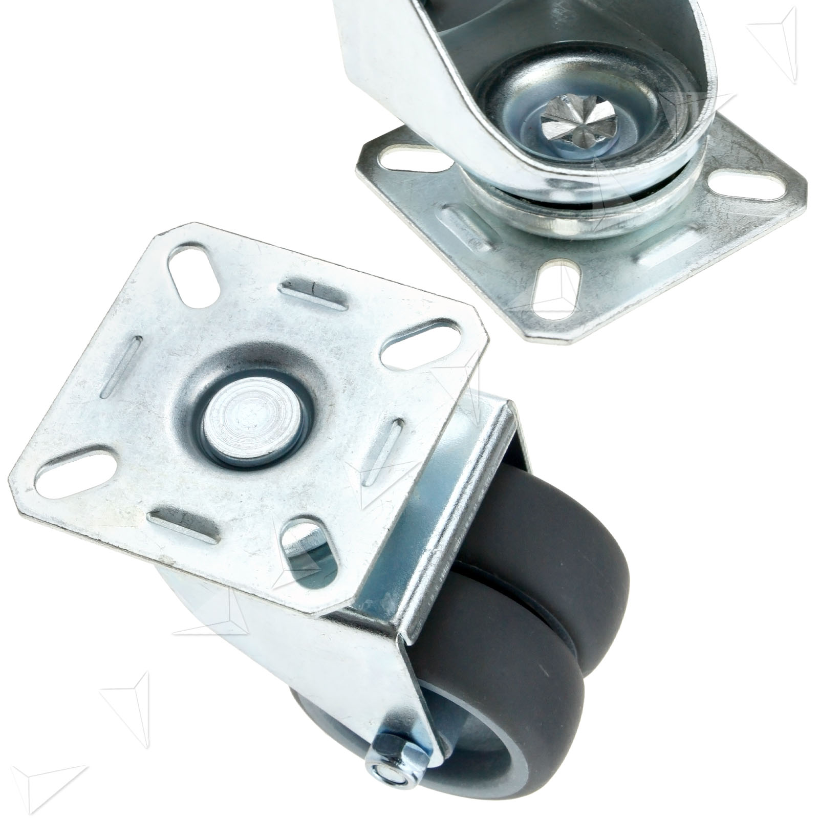 4x 50mm TWIN WHEEL CASTORS HOLDS 400Kg STRONG 2" Double Swivel Caster