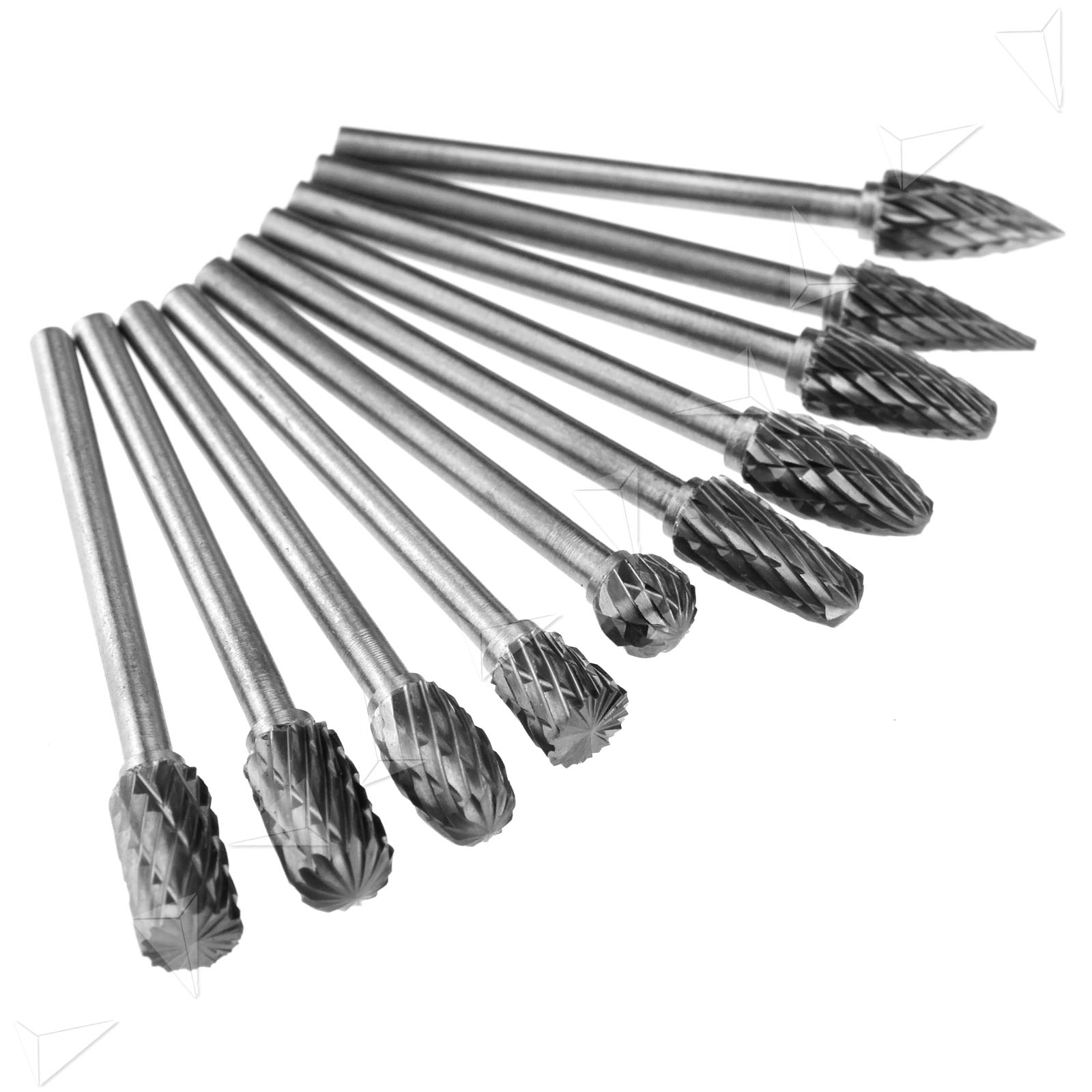 10 Pieces Tungsten Steel Carbide Burs Rotary Tool Drill Carving Bit 3mm