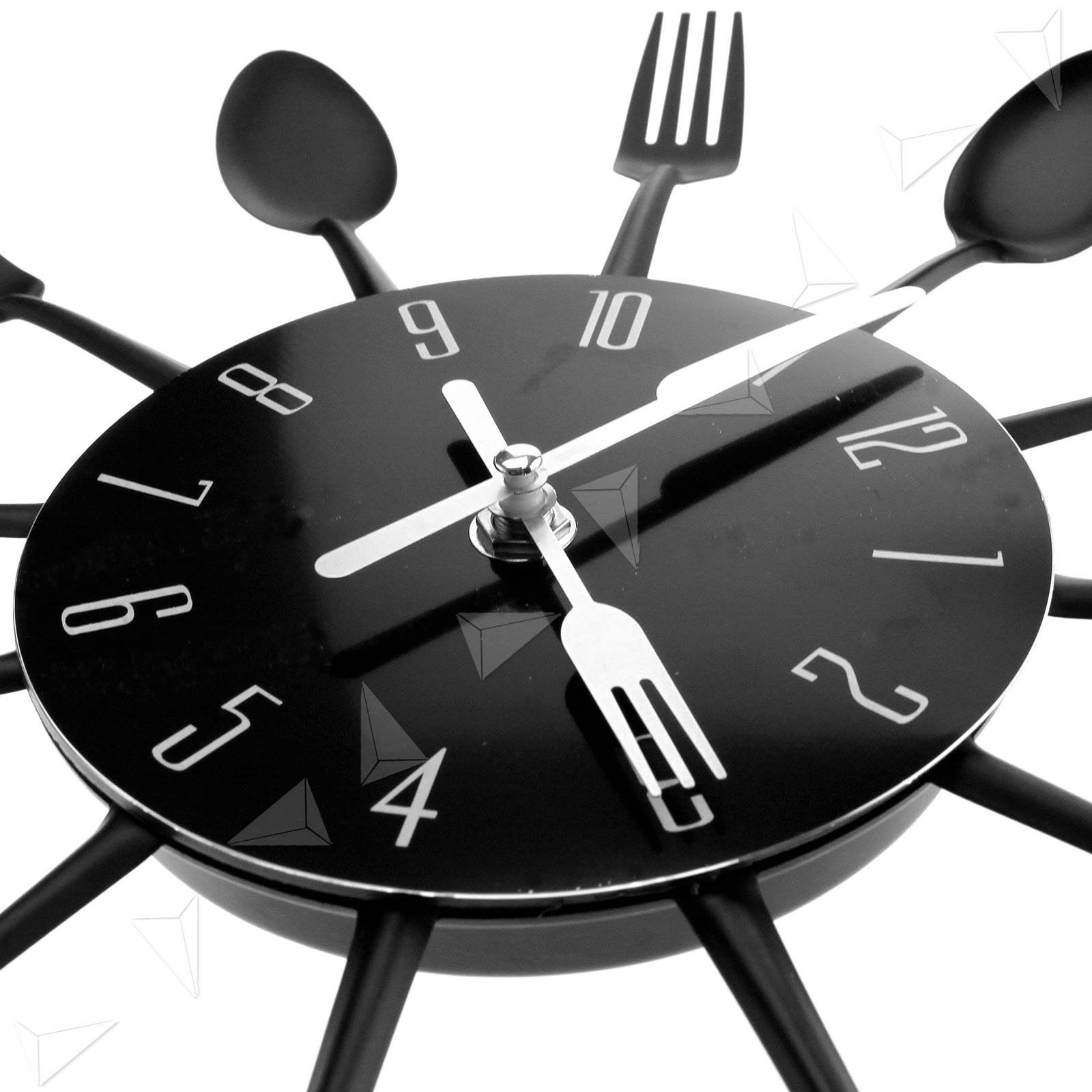 Modern Design Style Black Cutlery Kitchen Utensil Wall Clock Spoon Fork