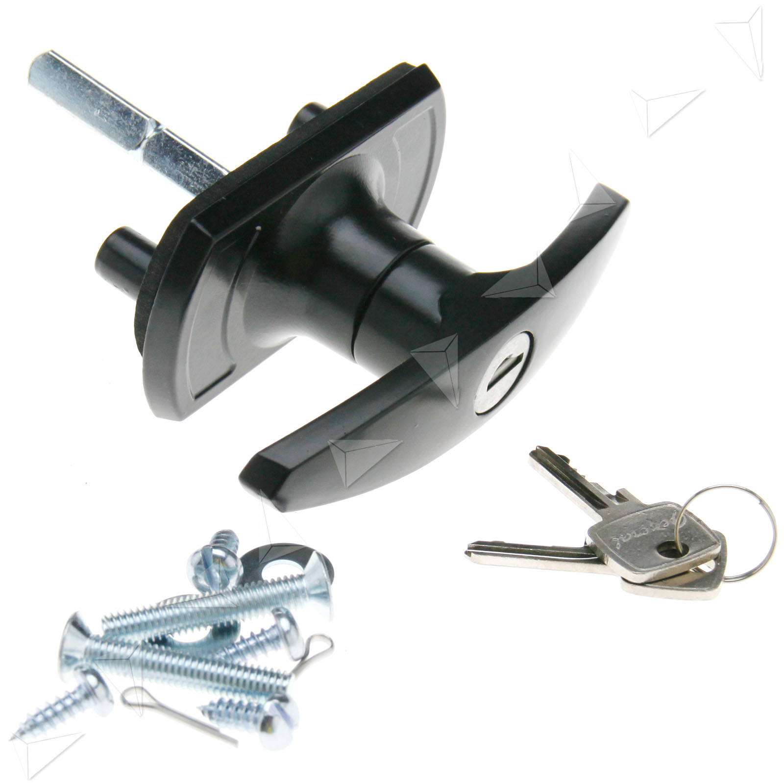 Black THandle Garage Door Lock 18/35mm Fixing Spigots 50mm Shaft For