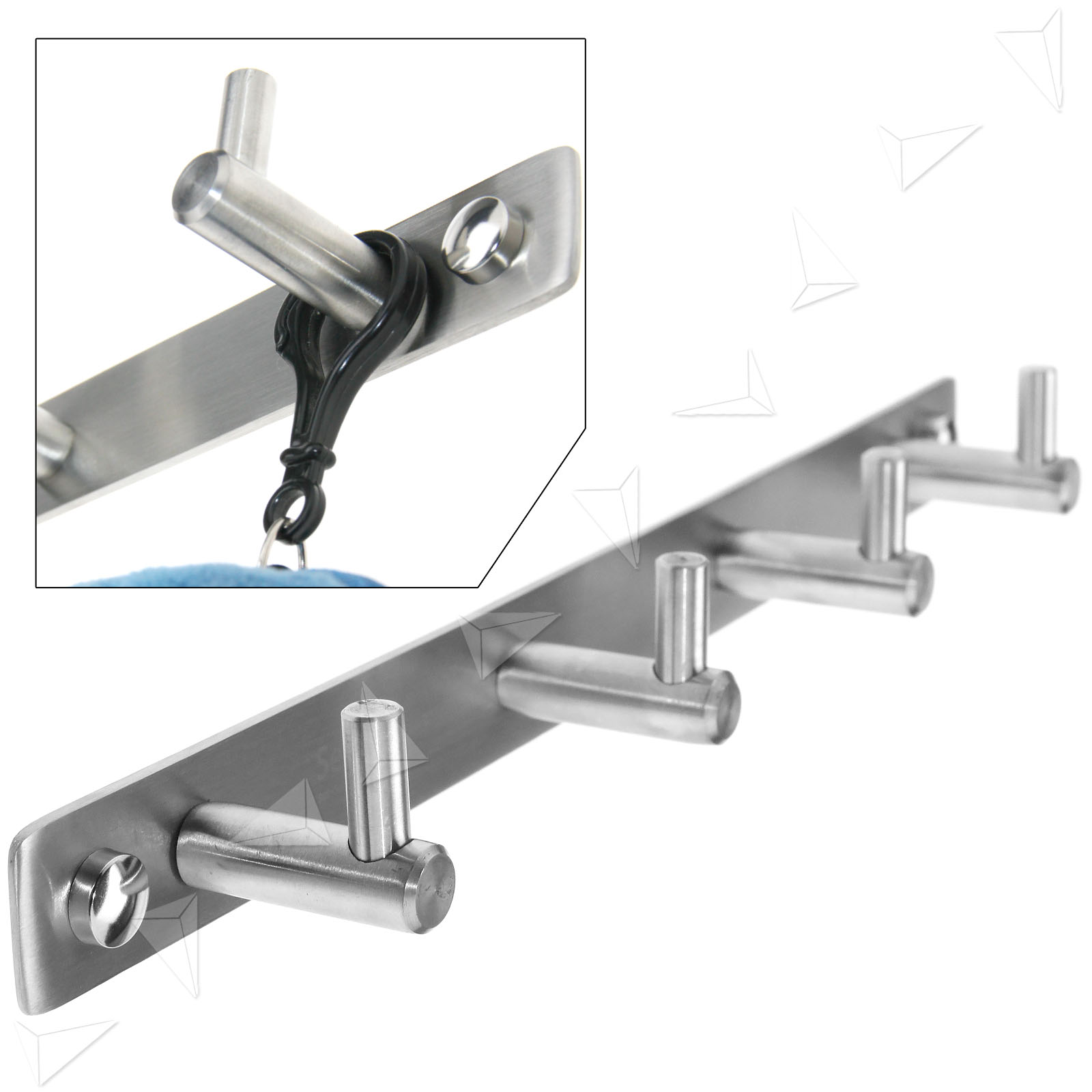 New Brushed Stainless Steel 4 Hooks Wall Hanger Hook Clothes Coat Hat