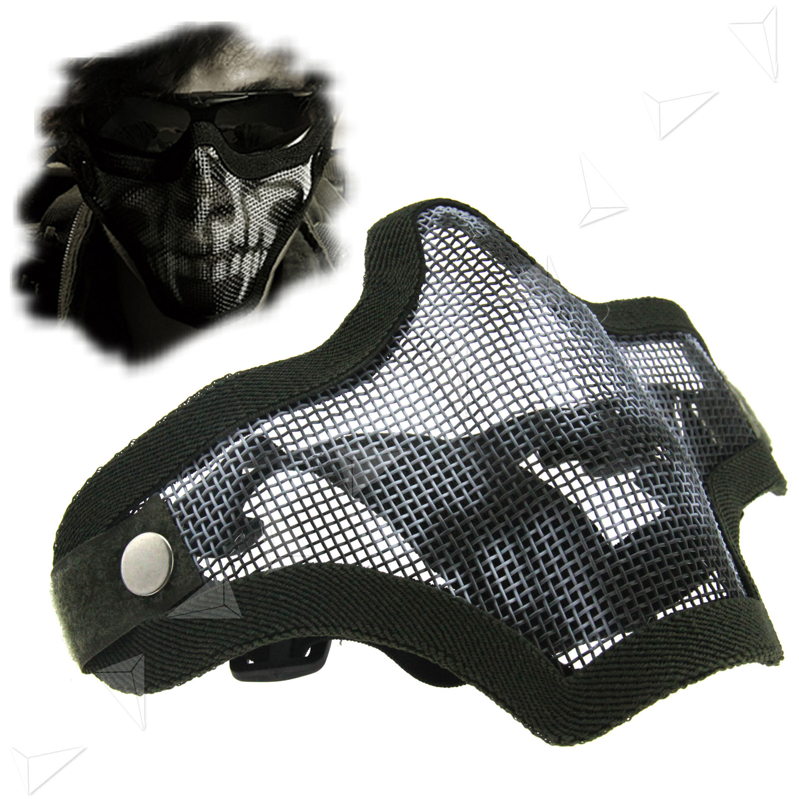 Airsoft Paintball Mask Tactical Ghost Mesh Half Face Protection Mask eBay