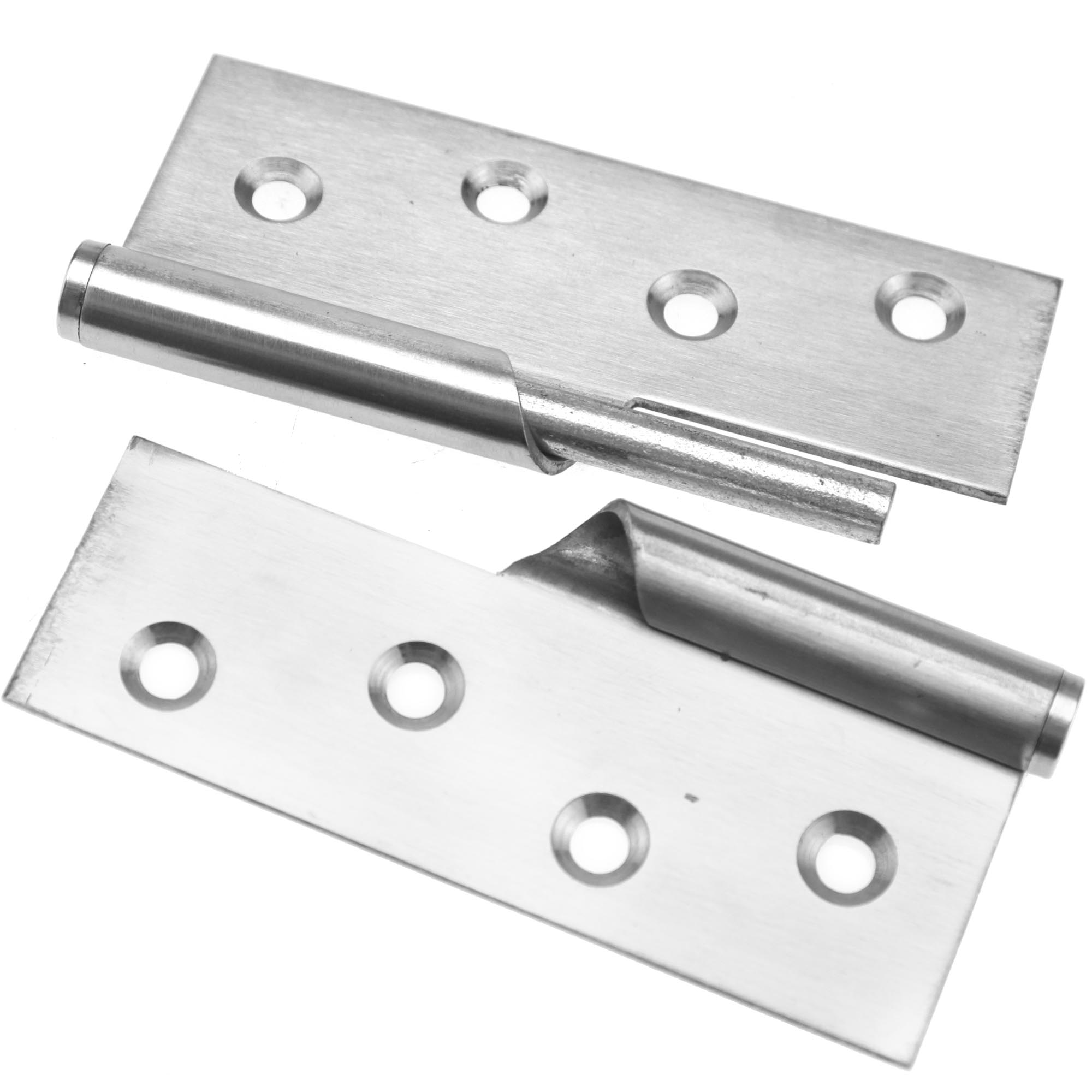 Pair of Stainless Steel 4" Rising Butt Left Handed Lift Off Door Hinge