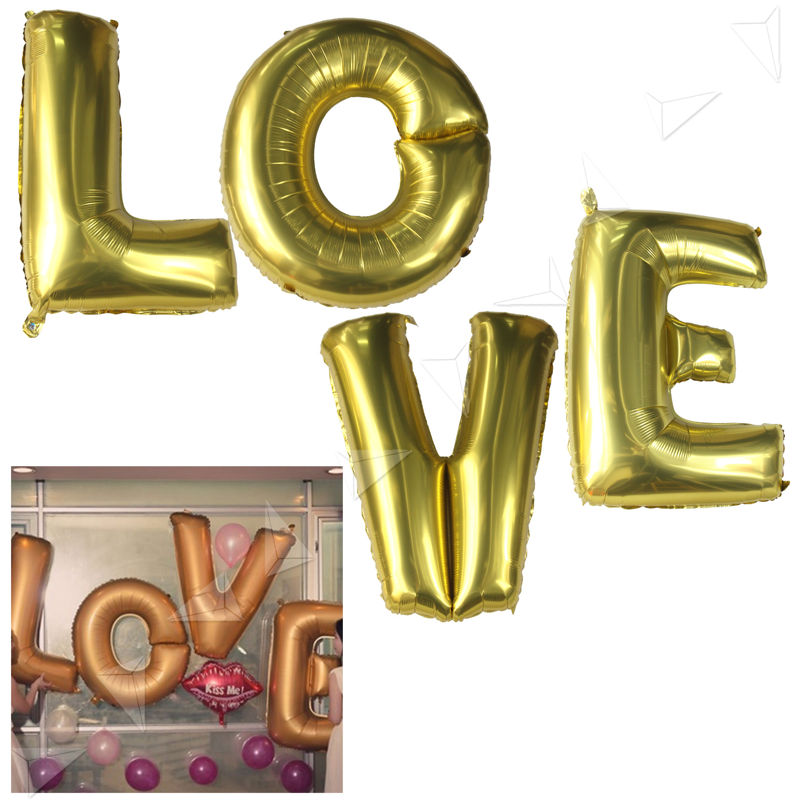 Large 40" LOVE Letter Balloons Tall Gold Foil Wedding Party Favor