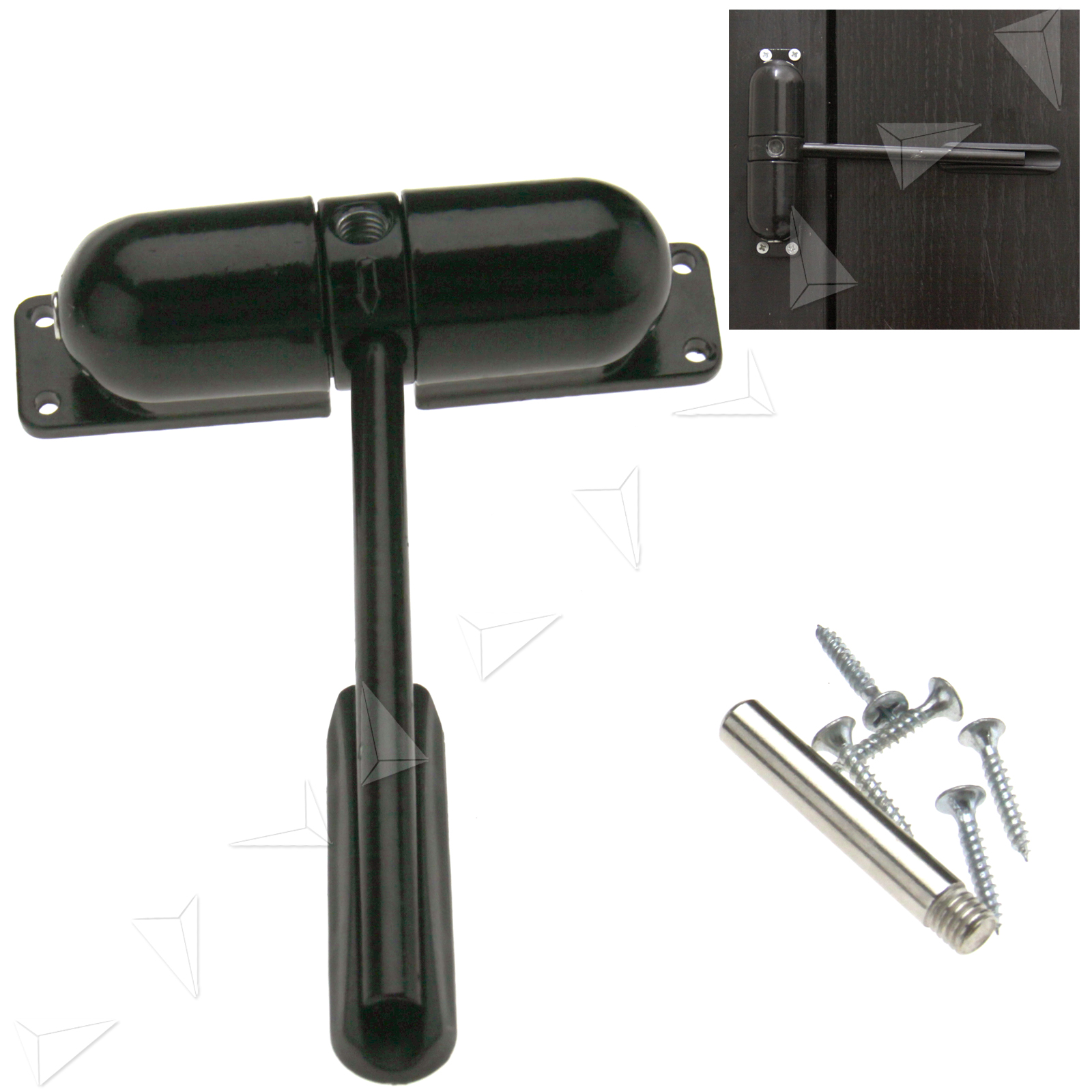 Black Adjustable Door Closer Fire Rated Spring Loaded Auto Closing