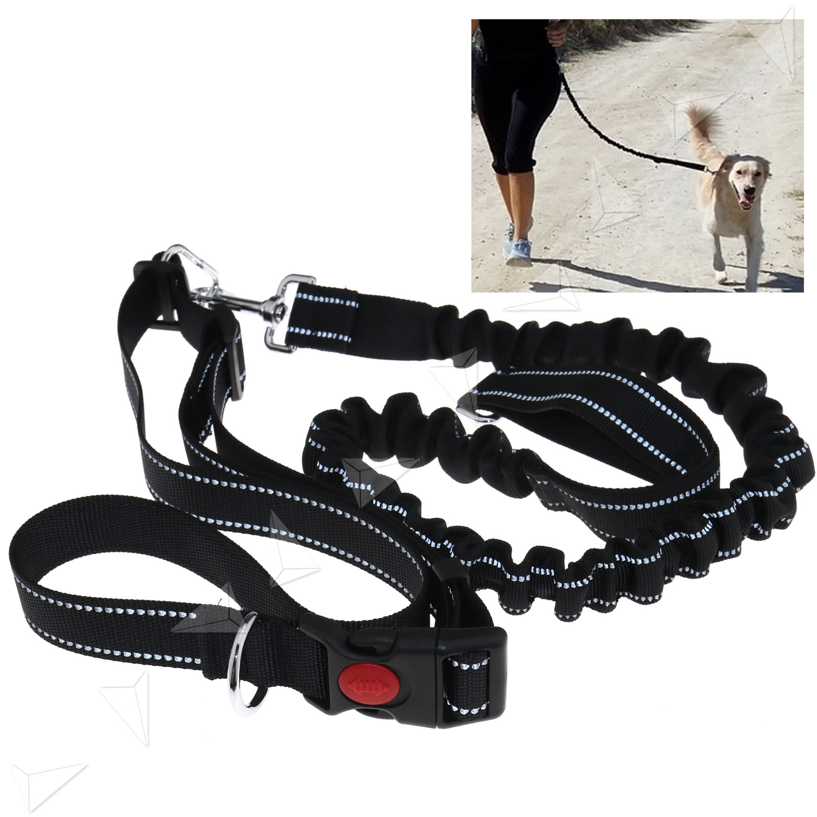 1 x Adjustable Strong Hand Free Elastic Dog Lead Waist Belt Walking Runing Black eBay