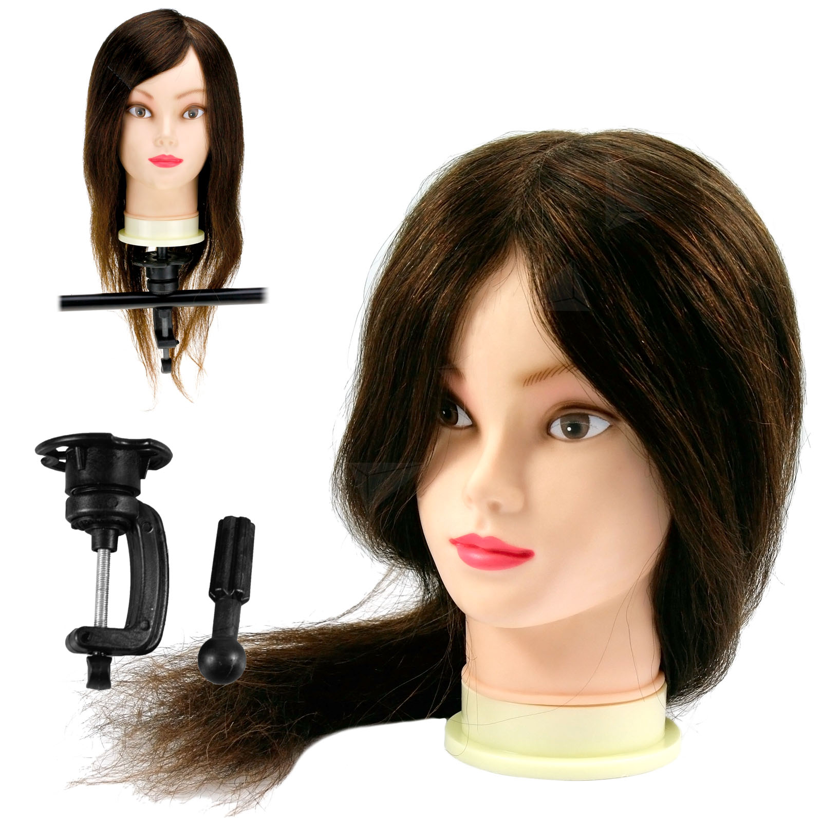 22“ 100 Real Hair Hairdressing Training Practice Head Doll Mannequin