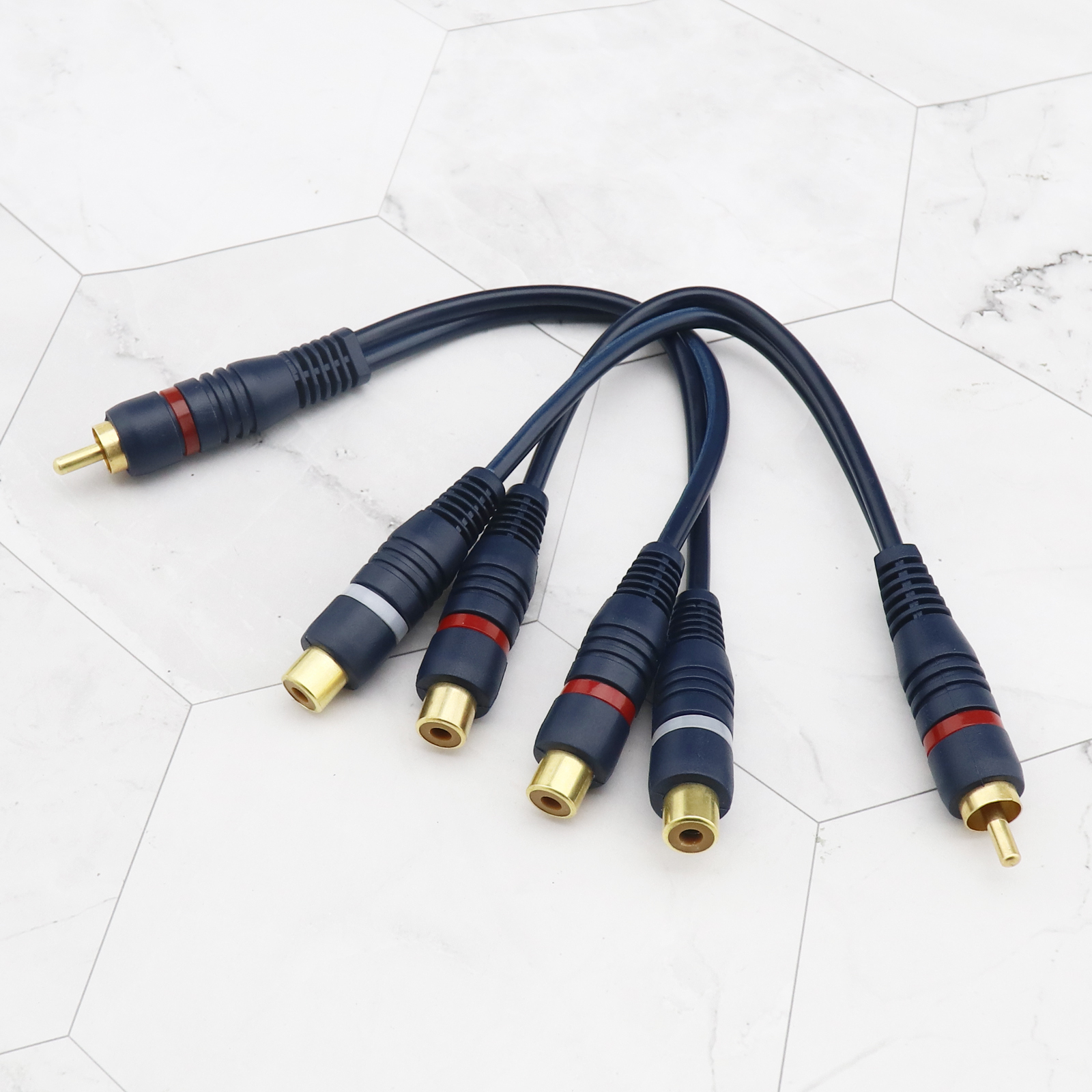 4x 7,87/" Phono Y-Splitter-Kabel 1 Stecker auf 2 Buchsen AV-Audio Kabel 2x