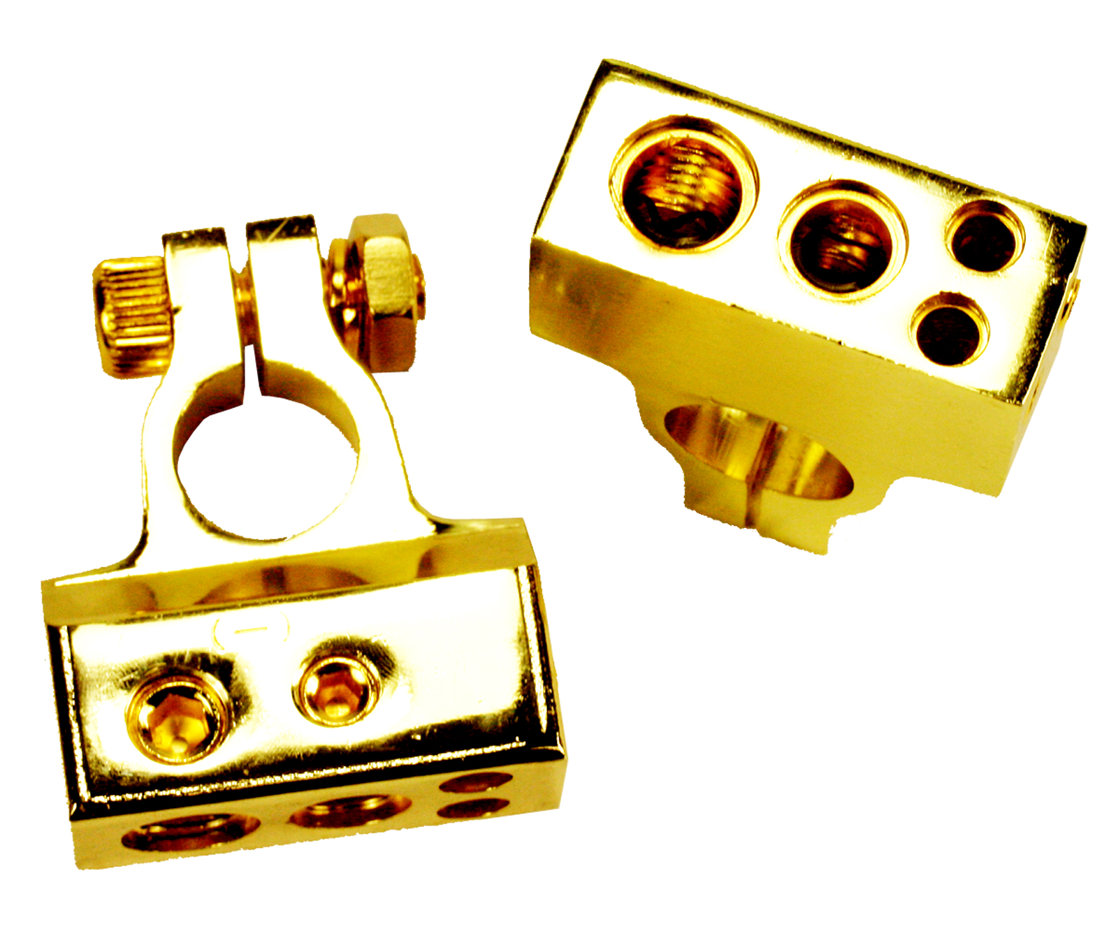 PAIR 24K HEAVY GOLD PLATED BATTERY TERMINAL CABLE FOR CAR AUDIO 2,4,8