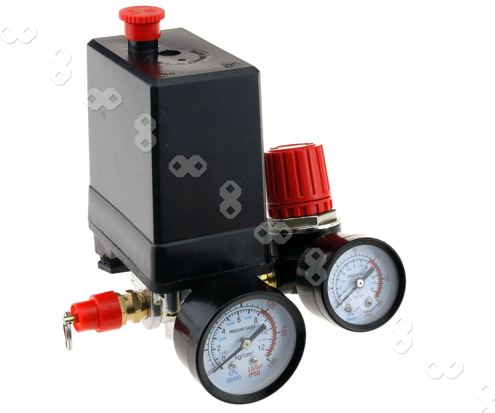 Three Phase Compressor Pressure Switch With Air Regulator & Gauge & Valve