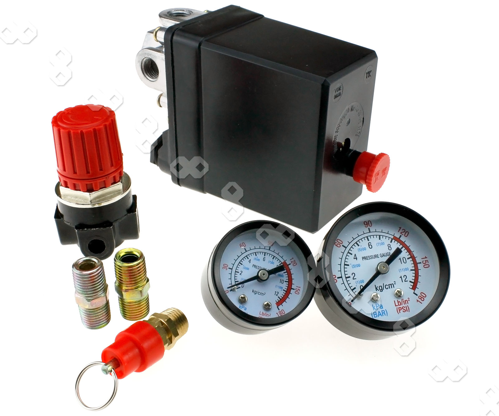 Three Phase Compressor Pressure Switch With Air Regulator & Gauge & Valve