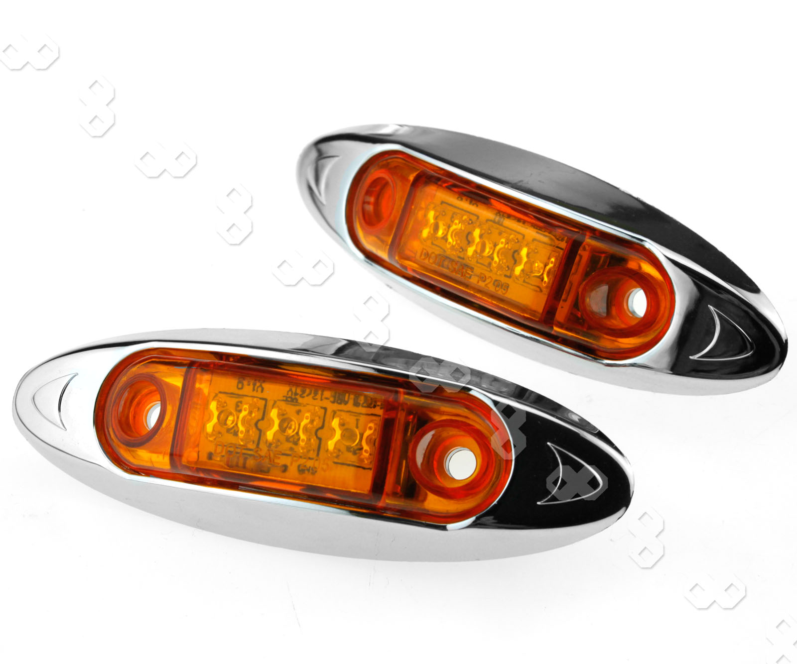 2x12/24V Amber Side Marker Lights 3LED Indicators Boat Trailer Truck eBay