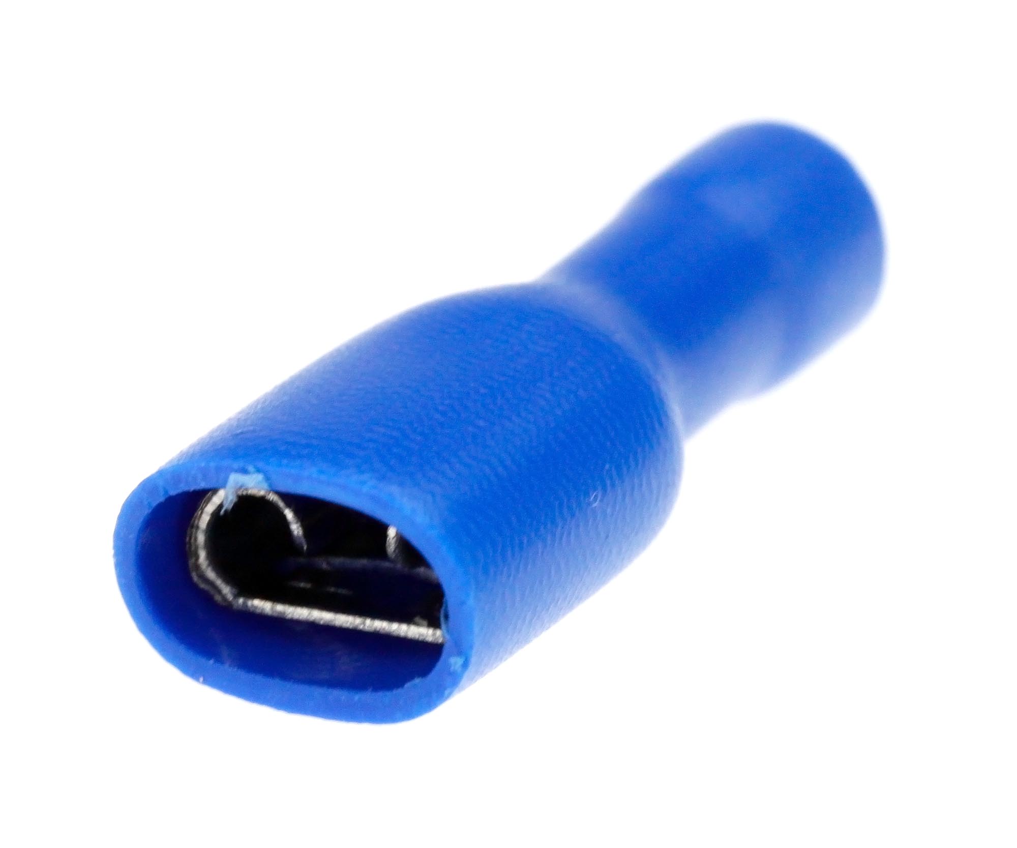 100 x Insulated Crimp Blue Female Electrical Spade Connector Terminals