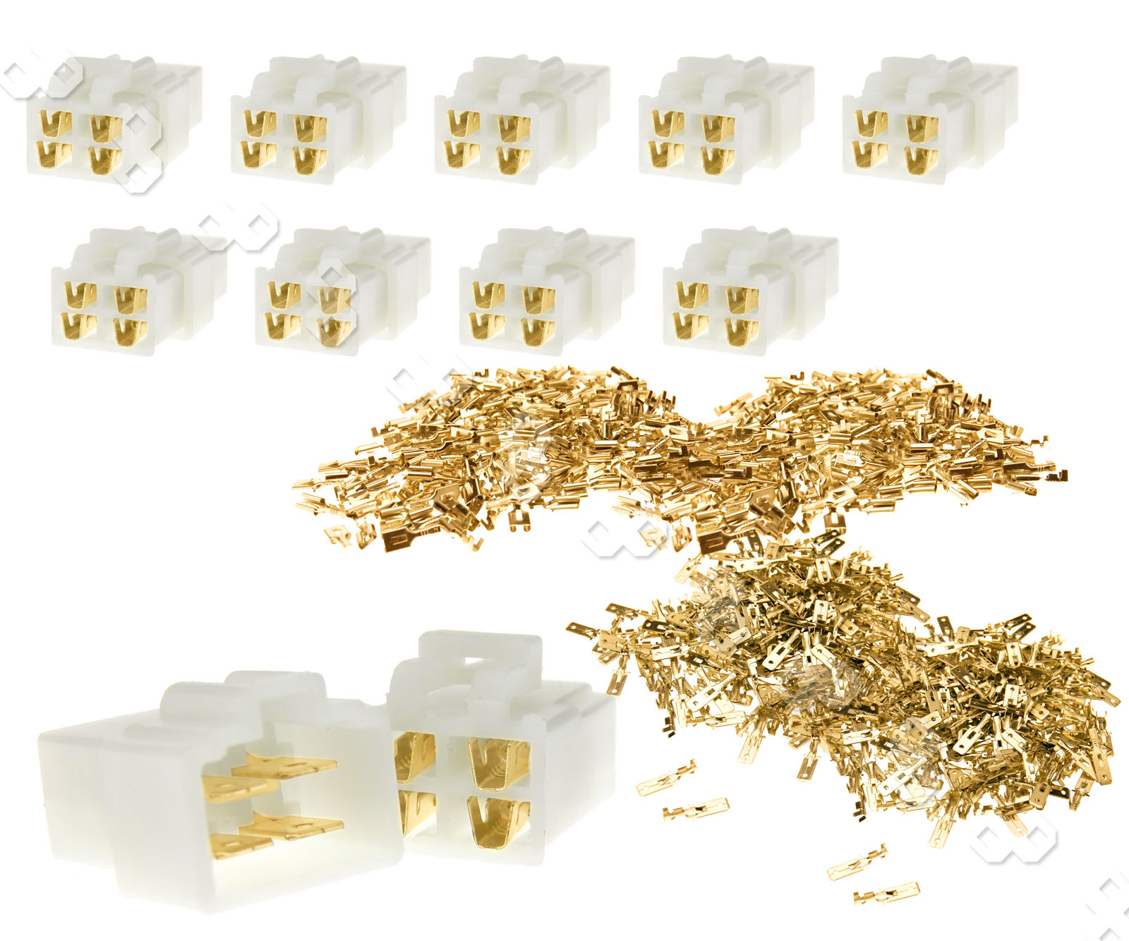 10 Kits 4 WAY PIN 6.3MM ELECTRICAL MULTI PLUG CONNECTOR TERMINAL BLOCK