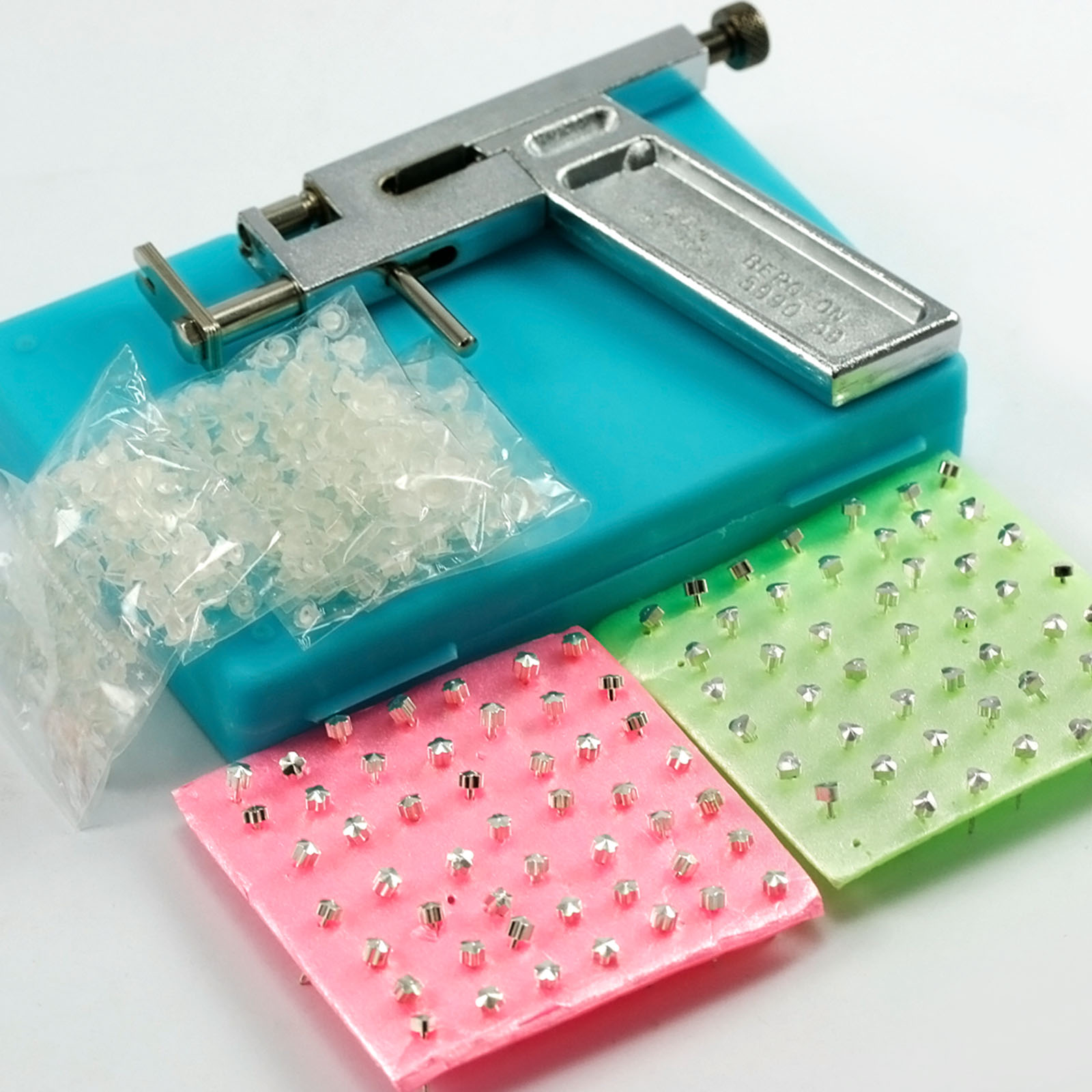 Ear Body Piercing Gun With Studs Stainless Steel Tool Set Kit Pierce