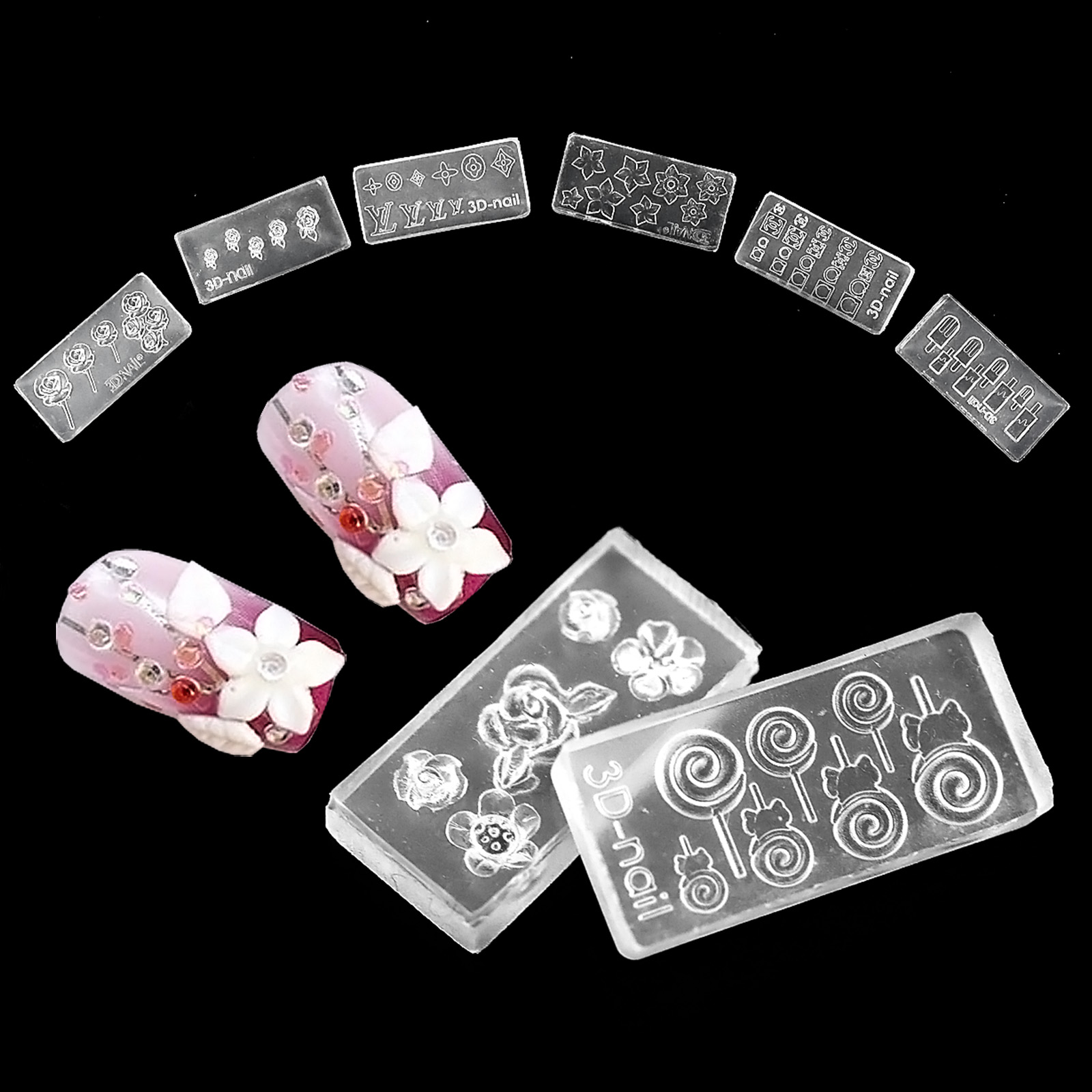 30 Different Design 3D Acrylic Nail Art Mold Nail Powder DIY Decoration