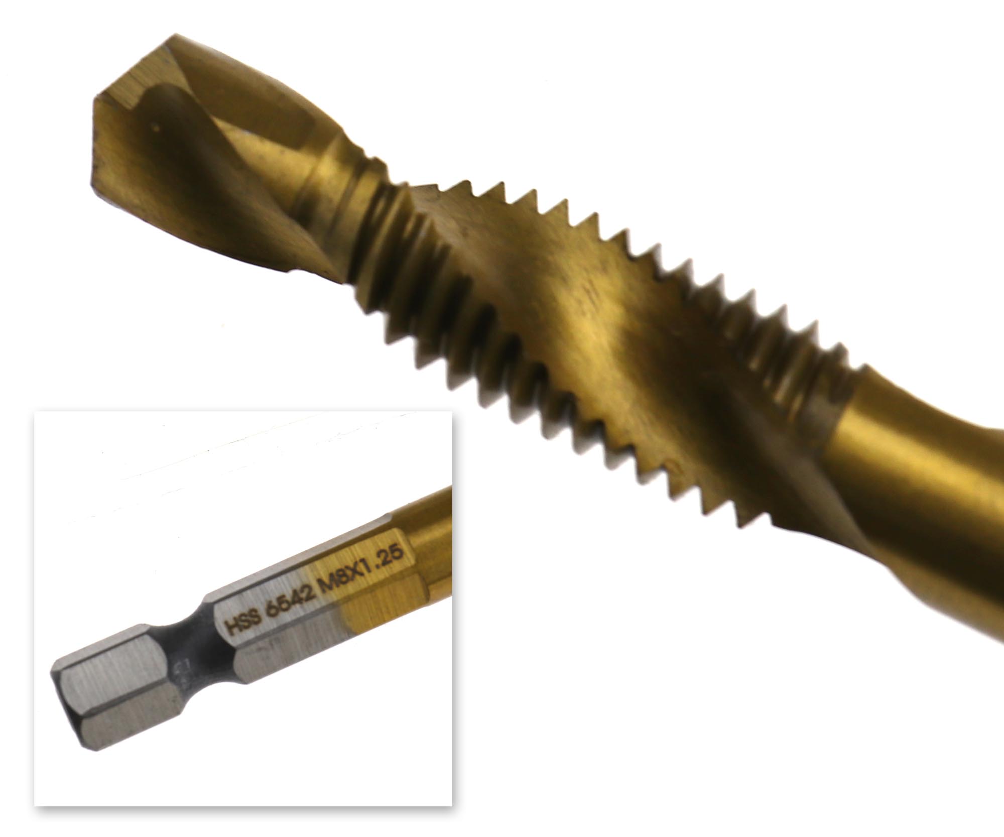 M8 HSS Drill Tap Countersink Deburr Metric Combination Drill Tap Bit Tool