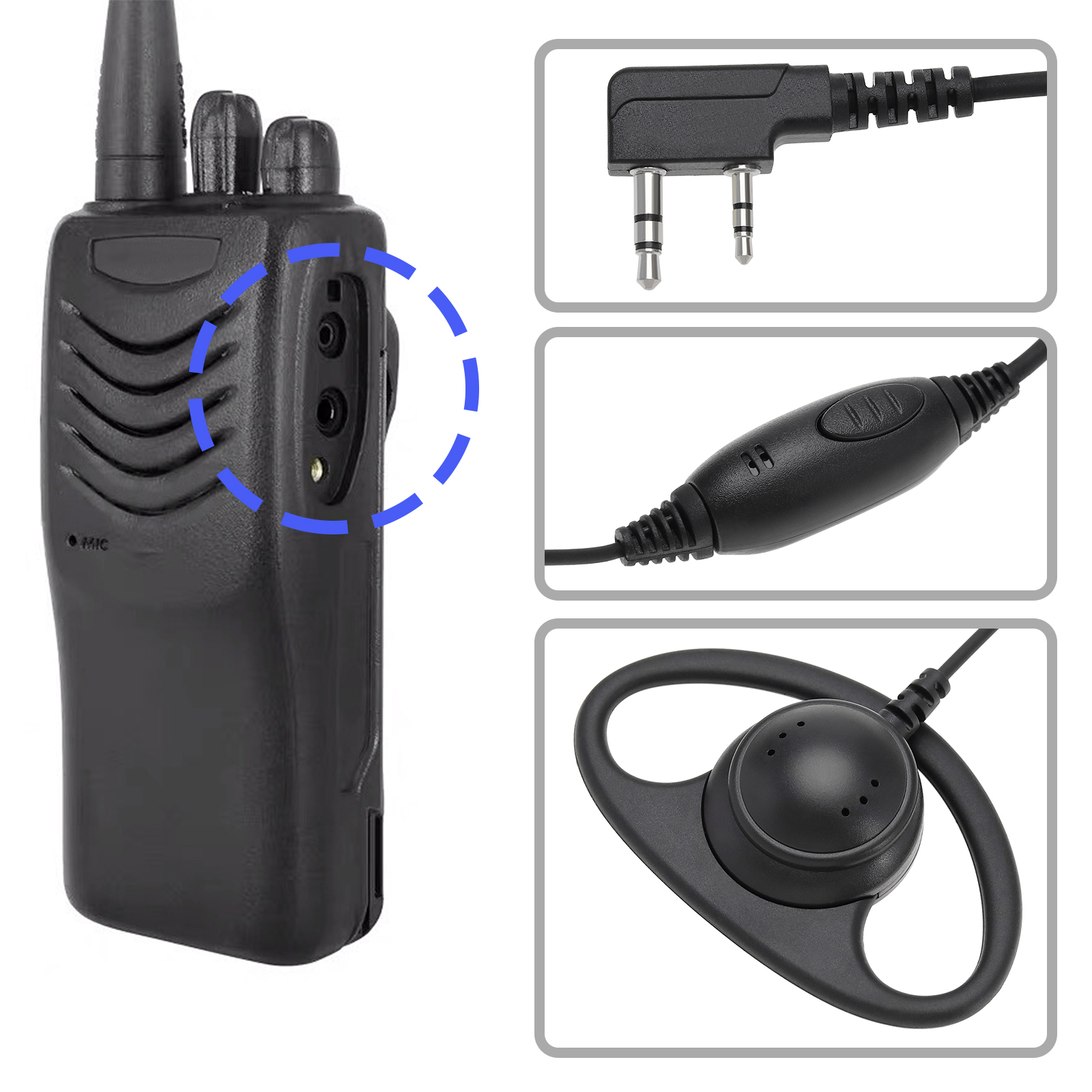 2 Pin Security Headset Earpiece Earphone Mic for kenwood Walkie Talkie