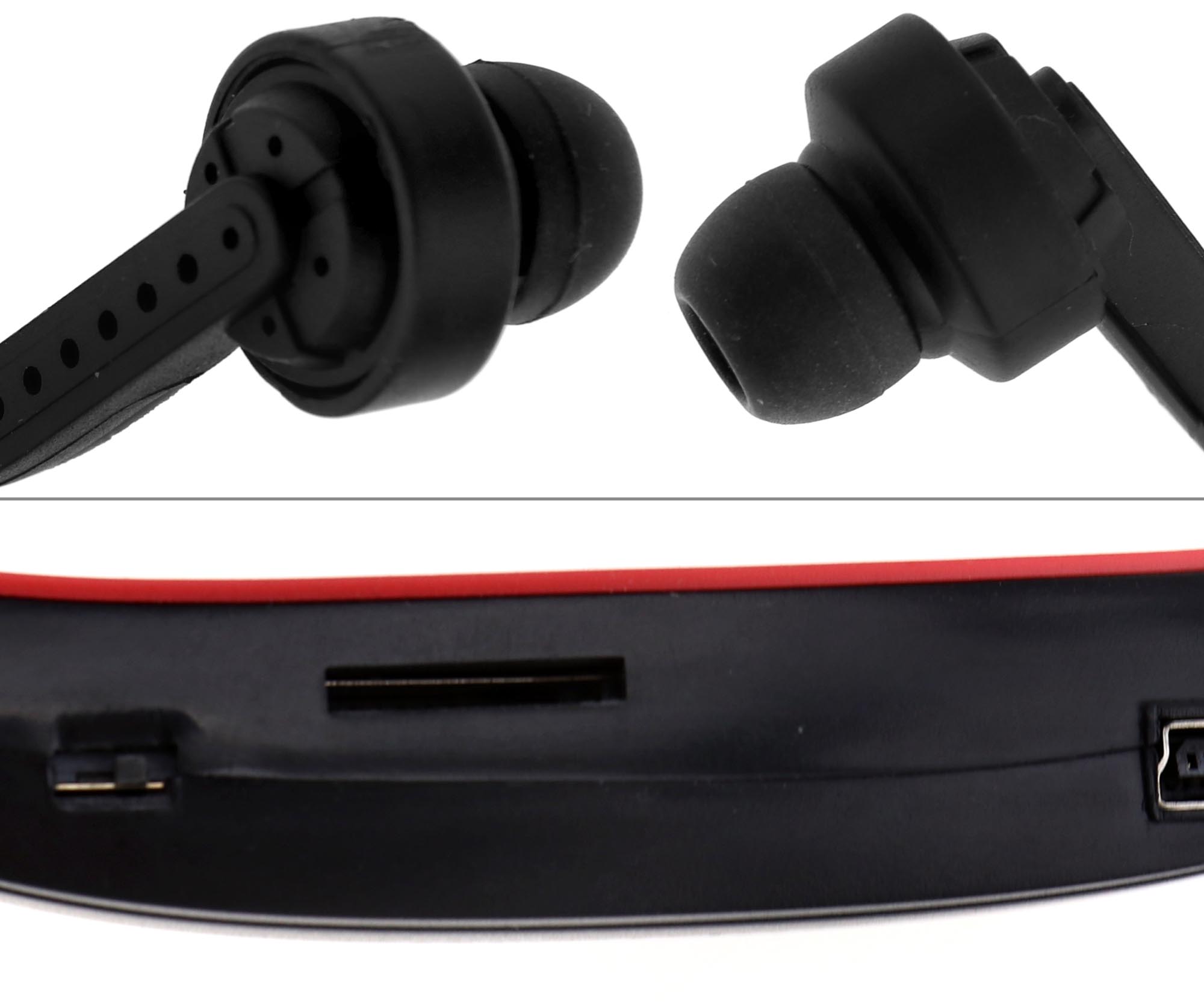 Wireless Bluetooth Headphone Stereo Ear Plugs Headset Handfree Mic Red