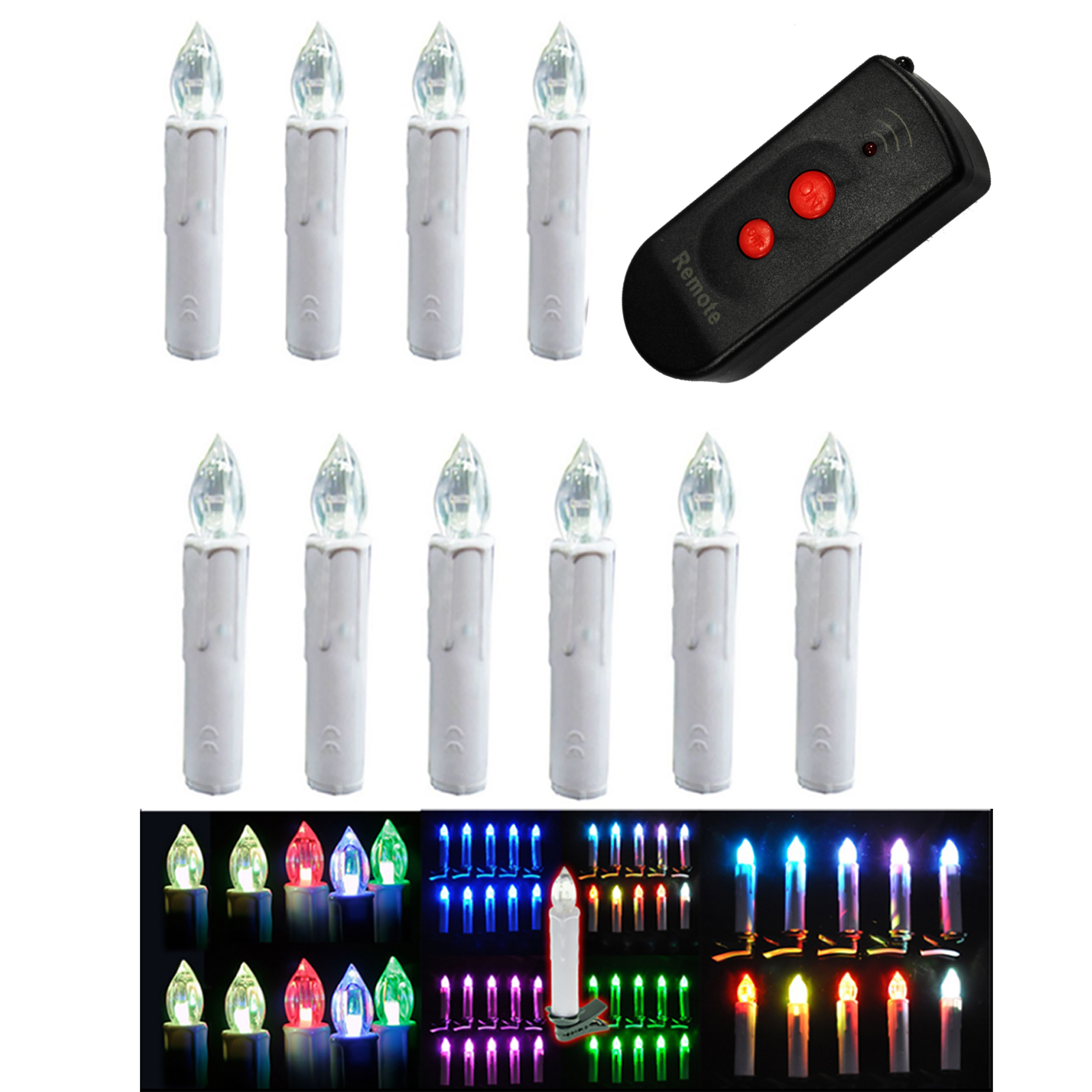 12PCS Wireless LED Candles Blue Light Remote Control For Birthday Party