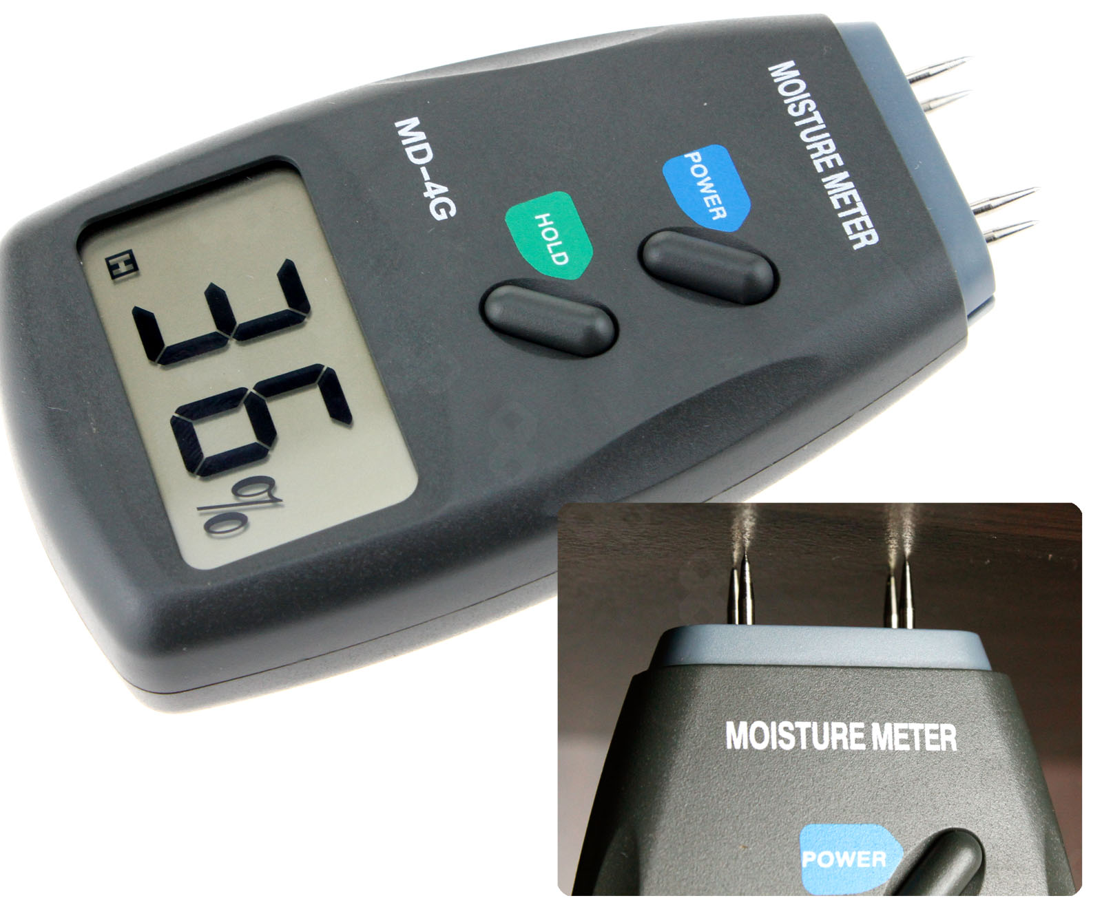 4 Pin Digital Damp Moisture Meter Detector Tester Wood Timber Plaster