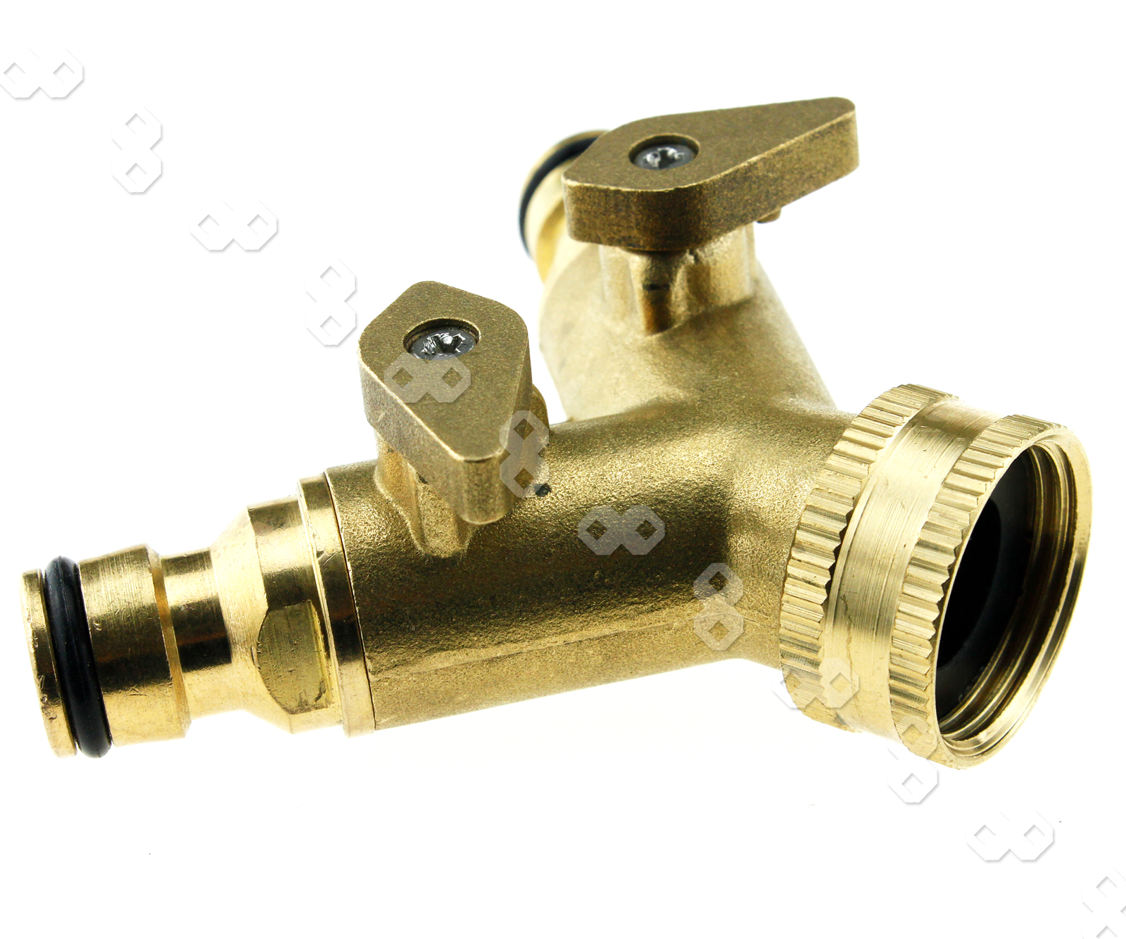 Outdoor 3/4" 2Way Double Garden Tap Hose Adapter Connector Adaptor Solid Brass eBay