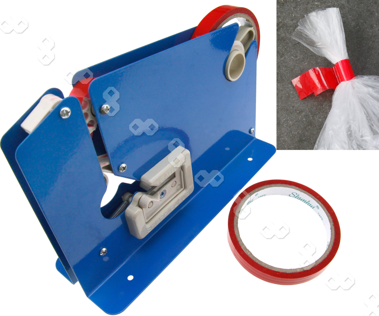 Supermarket Metal Trimming Blade Plastic Bag Neck Sealer & 2 Rolls Tape eBay
