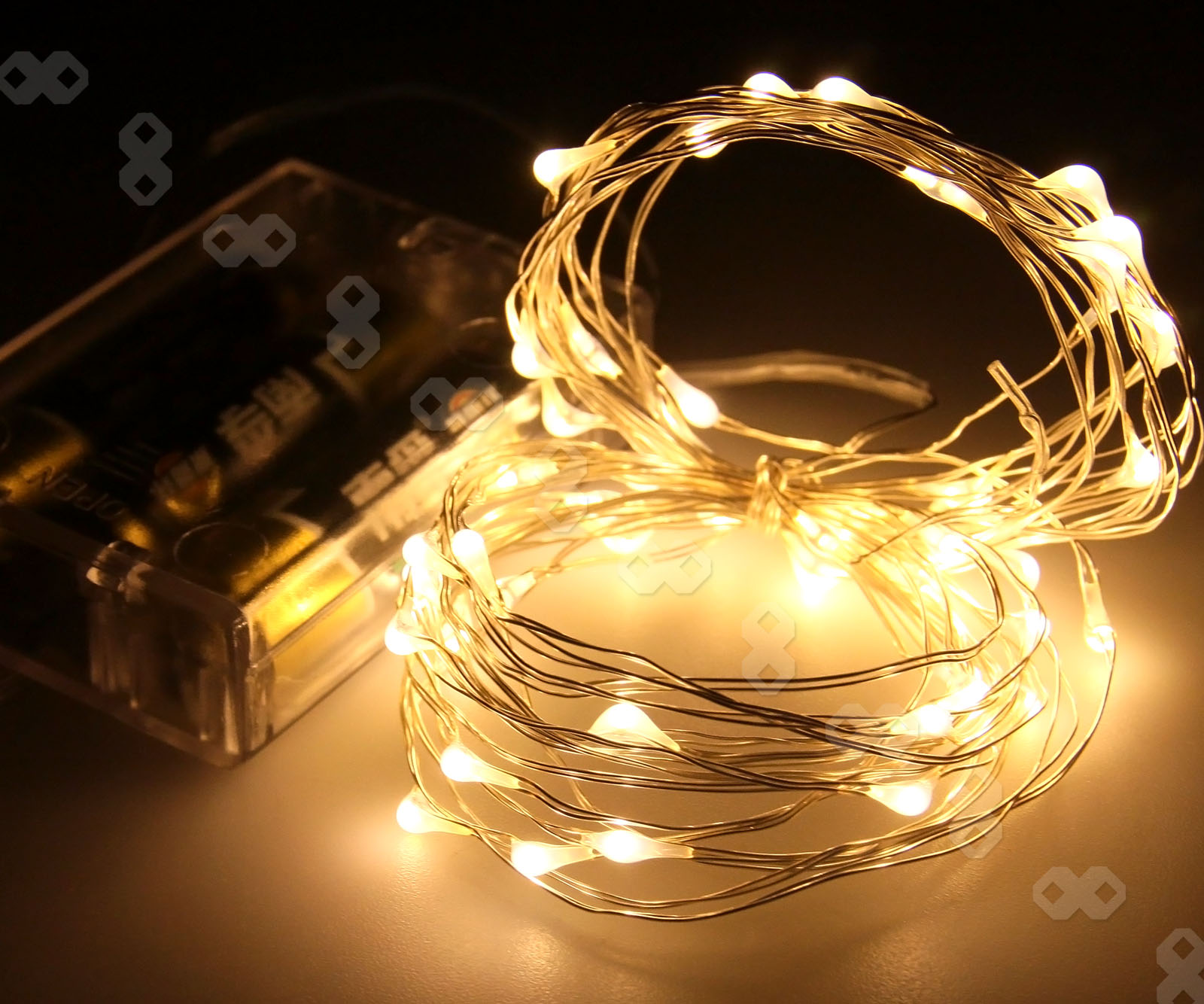 5M 50LED Silver Wire String Lights Battery Operated Warm White Xmas Fairy Party eBay
