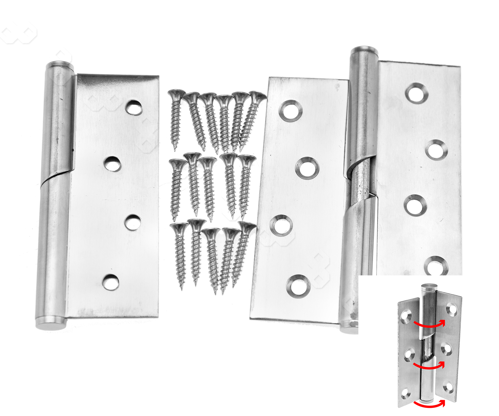 4" Stainless Steel Rising Butt Left/Right Handed Lift Off Internal Door