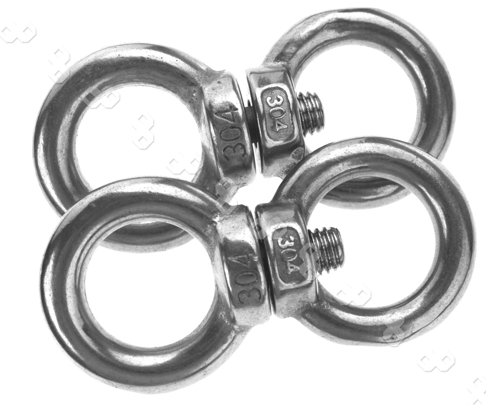 TWO PAIR OF STAINLESS STEEL LIFTING EYE NUTS / EYE BOLTS M10 FEMALE