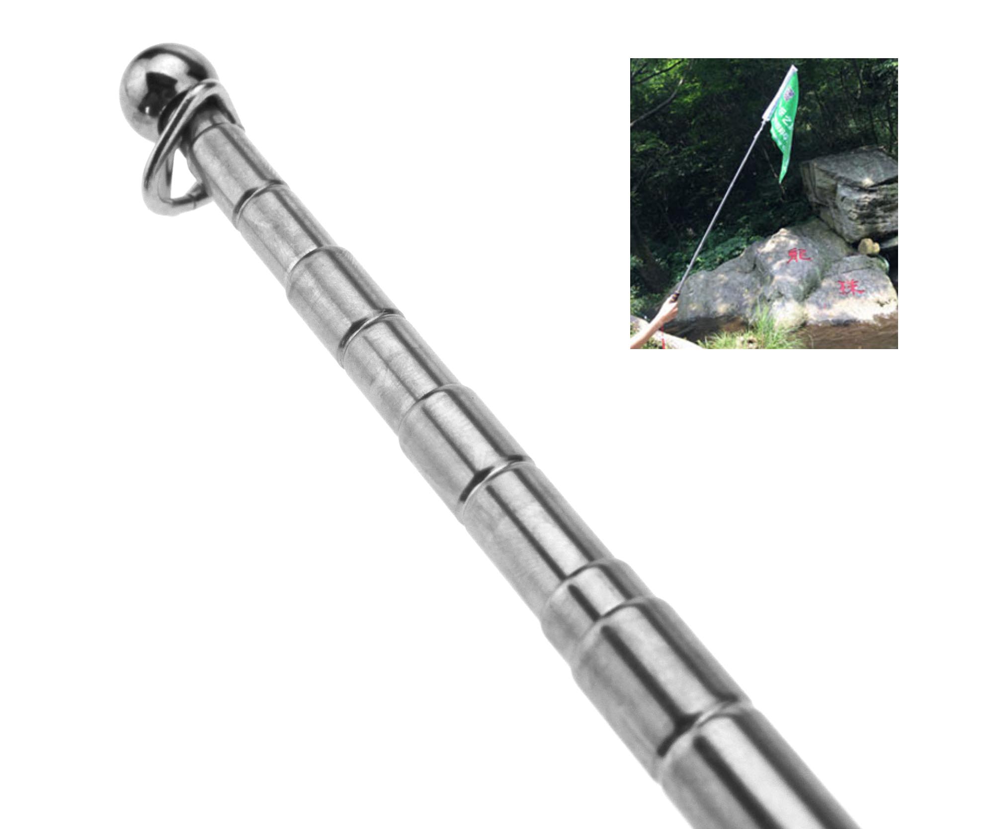 Steel Handheld Telescopic Flag Pole 2M Extendable Portable 28 x 2.5 x 2.5cm