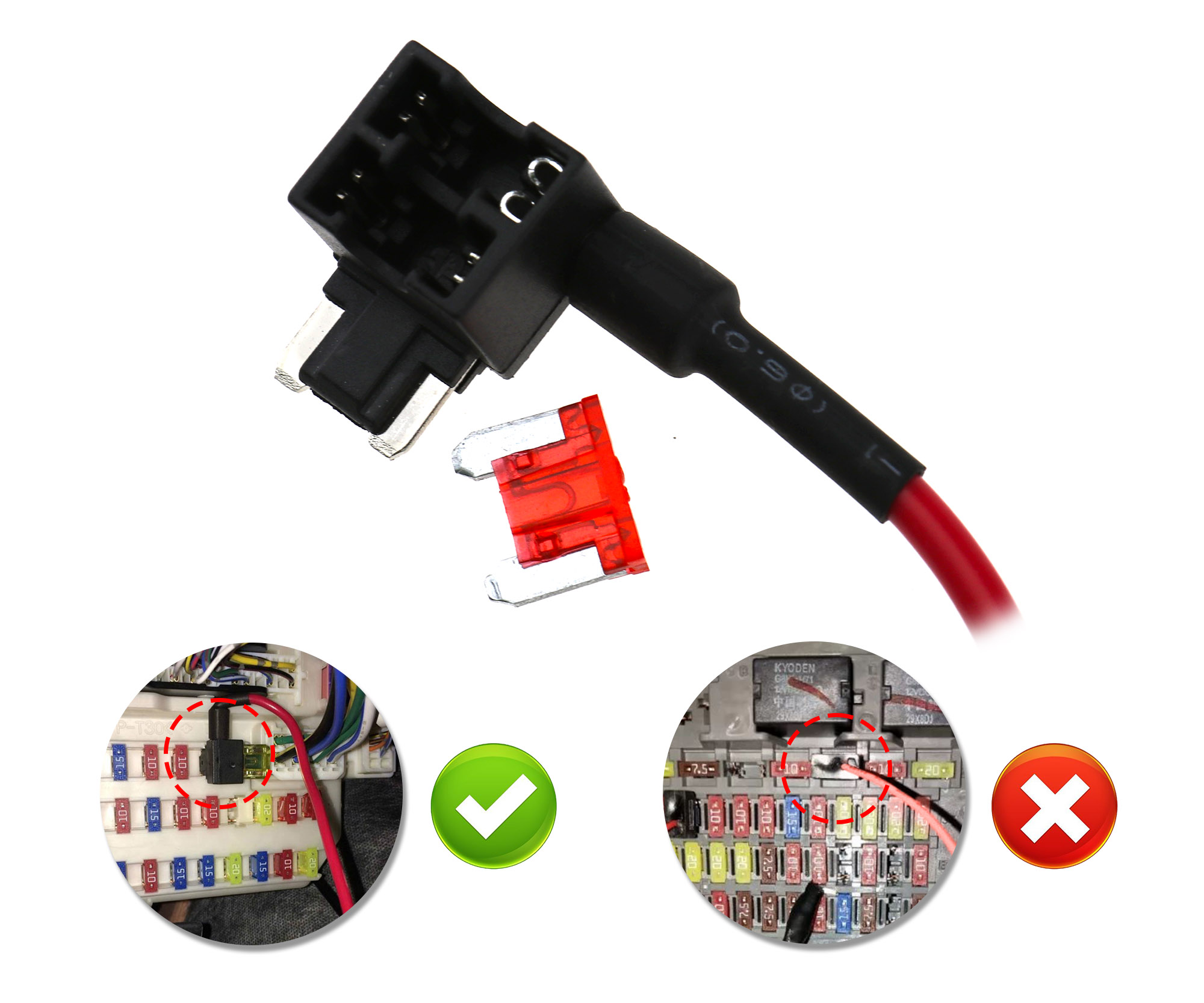 1 Set Of MICRO2 FUSE TAP ADDACIRCUIT ATR FUSE TAPs + 4 FUSES