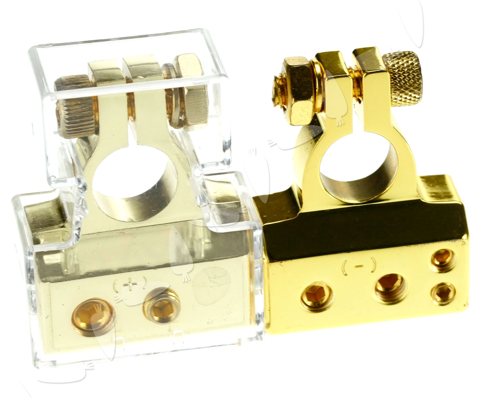 24K Heavy Gold Plated Battery Terminals Audio Cable PAIR Positive