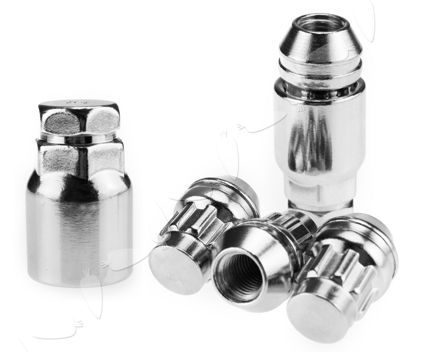 4x M12*1.5 Alloy Wheel Lock Nuts for Ford Focus Fiesta + Removal Key