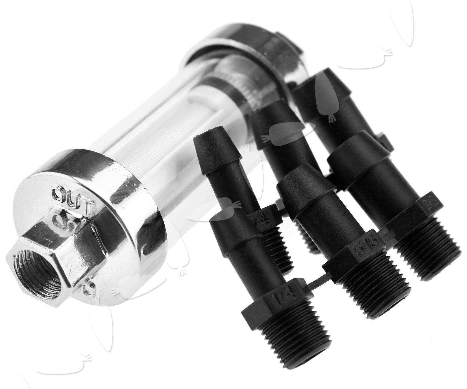 Motorcycle 1/4" 5/16" 3/8" Inline Fuel Filter Cleaner Chrome Glass Long